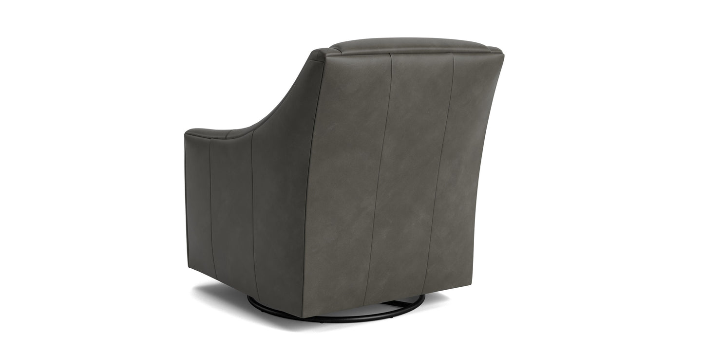 Corinna Leather Slope Arm Swivel Glider Chair Bassett