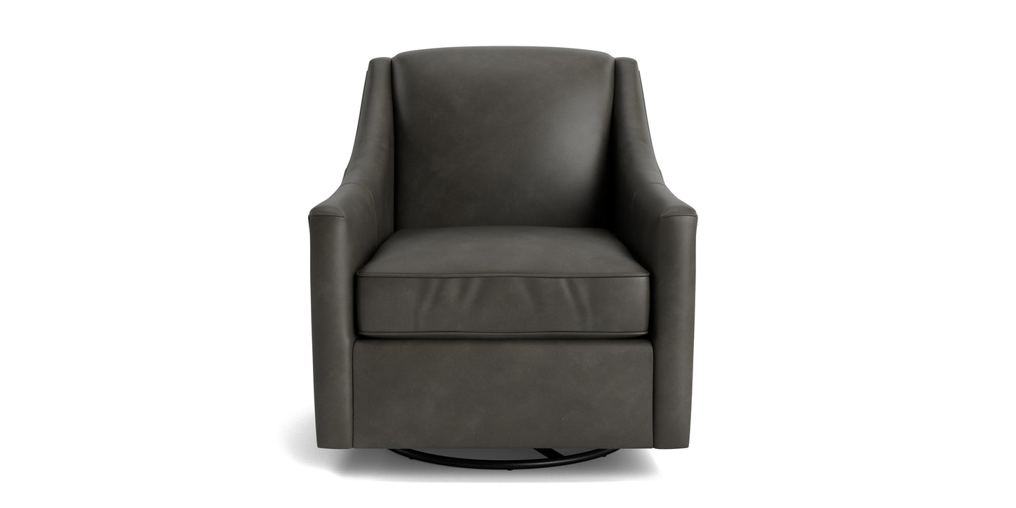 Corinna Leather Slope Arm Swivel Glider Chair Bassett