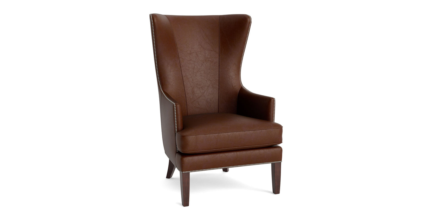 Whitney Leather Wingback Accent Chair Bassett