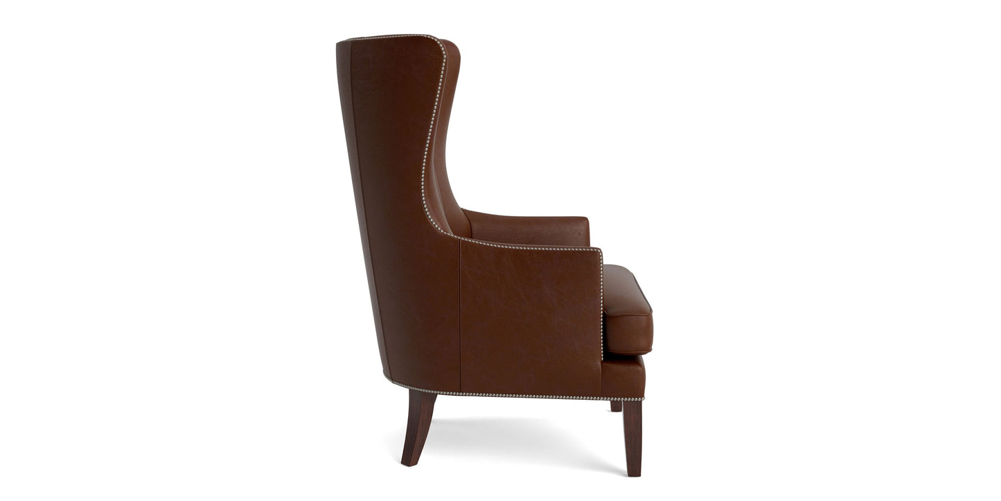 Whitney Leather Wingback Accent Chair Bassett