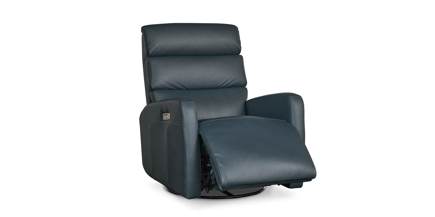 Hudson Leather Track Arm Swivel Glider Power Recliner Bassett Bedroom Furniture