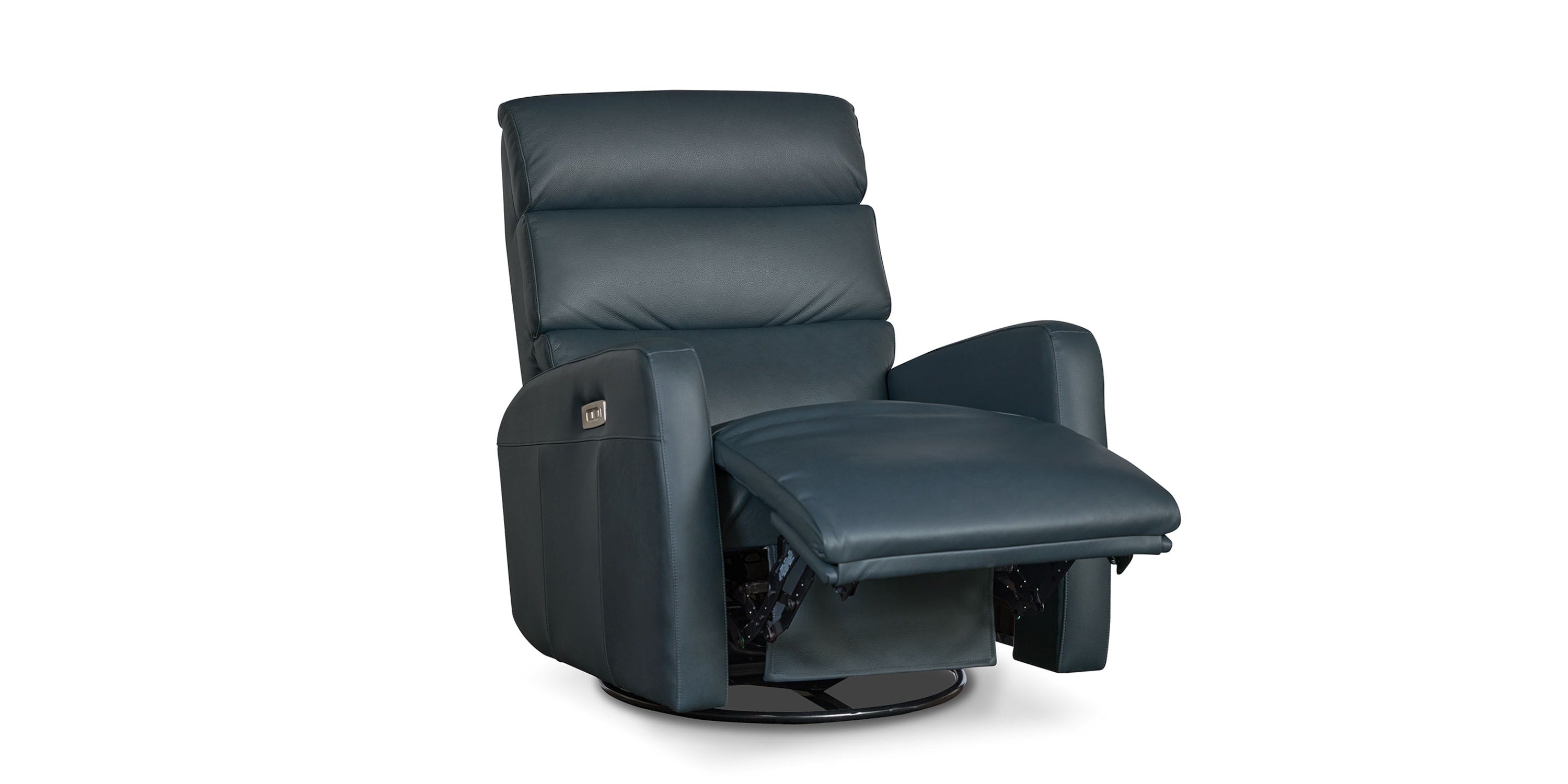 Hudson Leather Track Arm Swivel Glider Power Recliner Bassett Bedroom Furniture