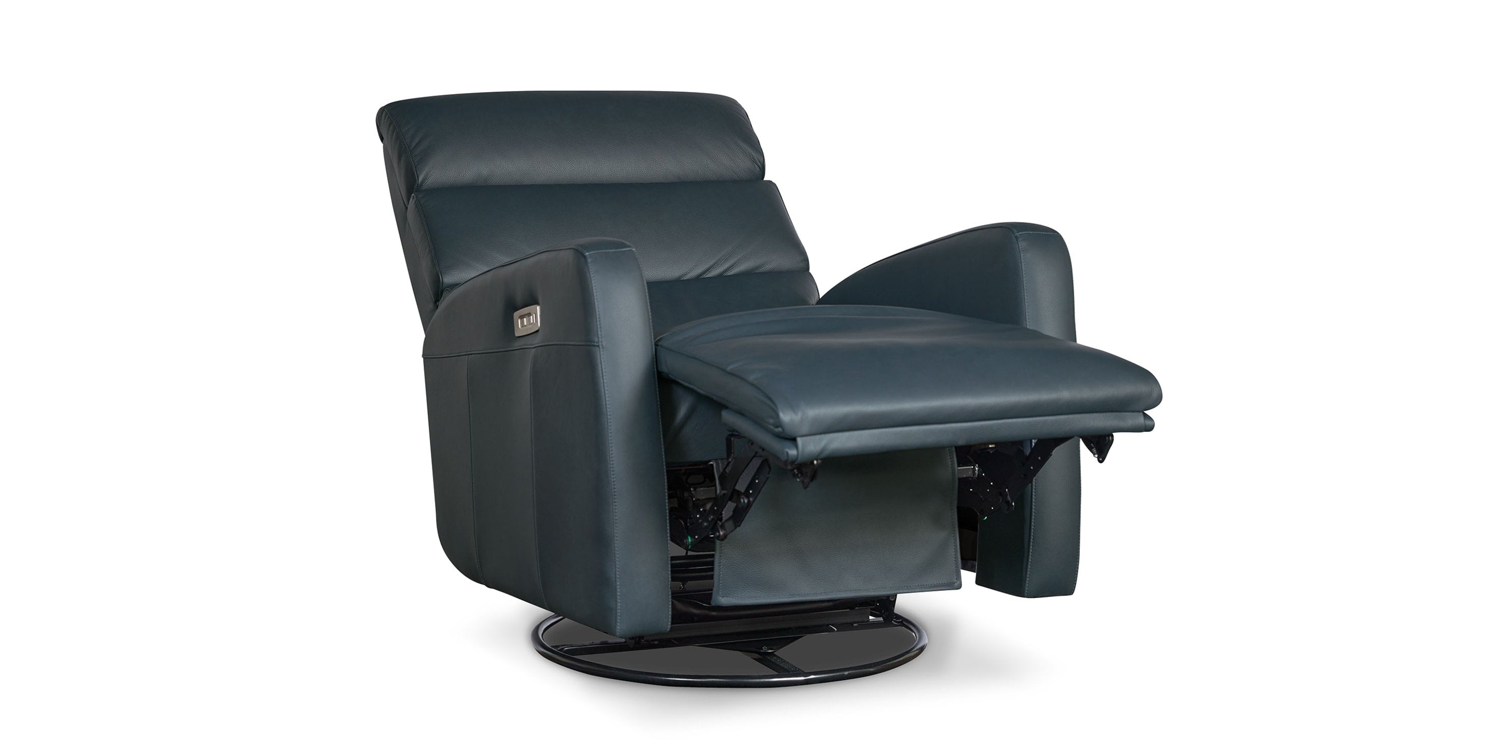 Hudson Leather Track Arm Swivel Glider Power Recliner Bassett Bedroom Furniture