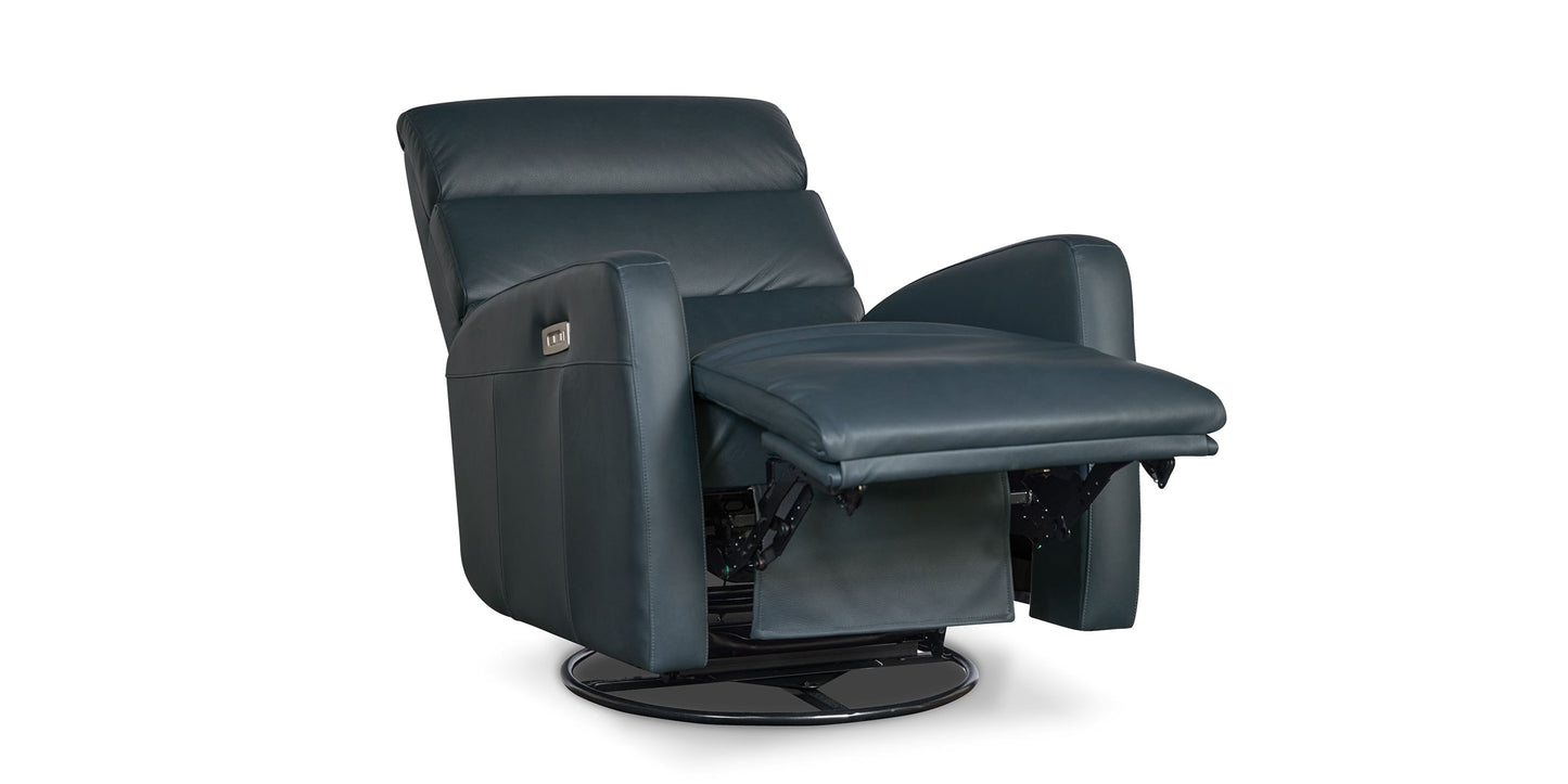 Hudson Leather Track Arm Swivel Glider Power Recliner Bassett Bedroom Furniture