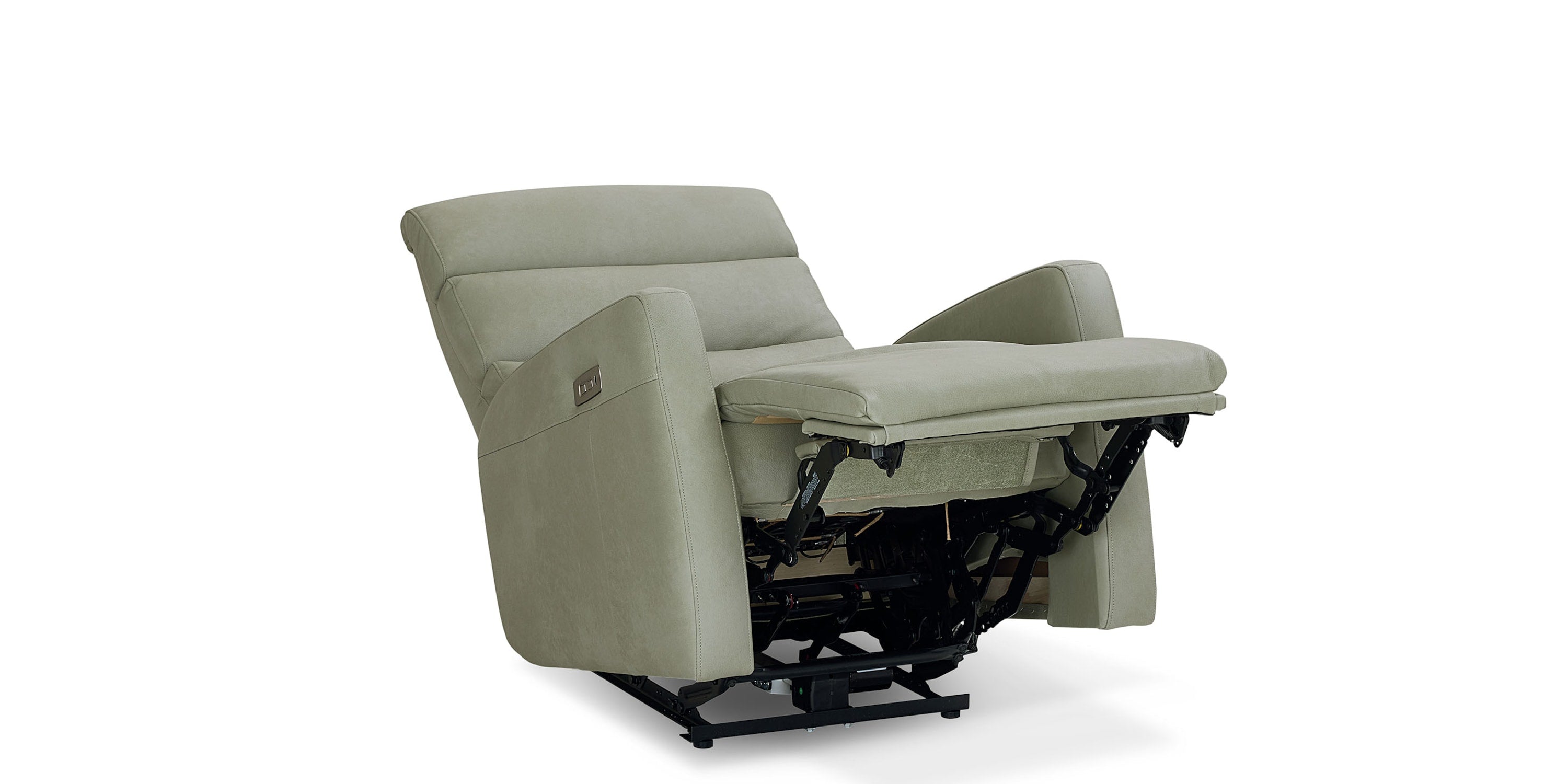 Hudson Leather Track Arm Zero Gravity Power Recliner Bassett