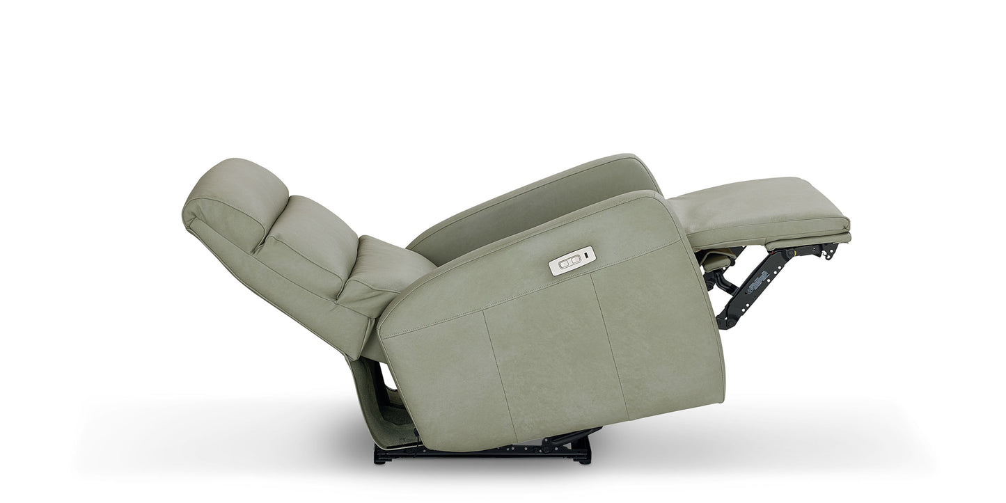 Hudson Leather Track Arm Zero Gravity Power Recliner Bassett
