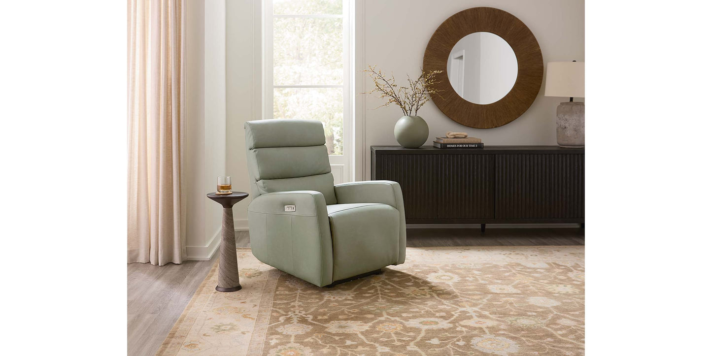 Hudson Leather Track Arm Zero Gravity Power Recliner Bassett