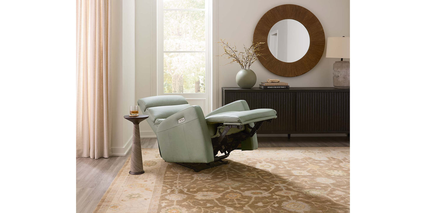 Hudson Leather Track Arm Zero Gravity Power Recliner Bassett
