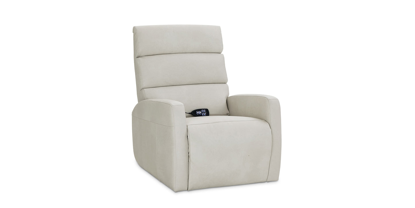 Hudson Leather Track Arm Lay Flat Power Lift Recliner Bassett