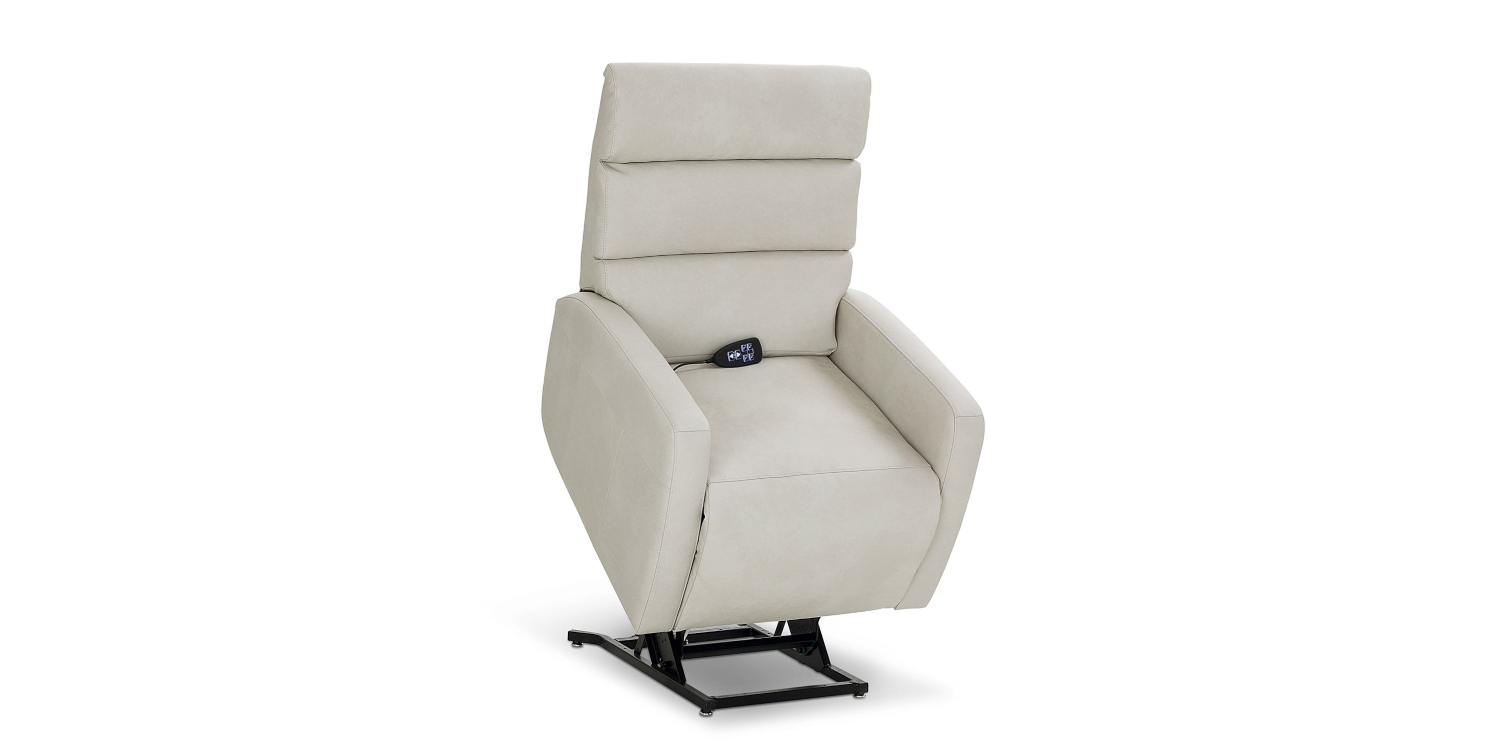 Hudson Leather Track Arm Lay Flat Power Lift Recliner Bassett