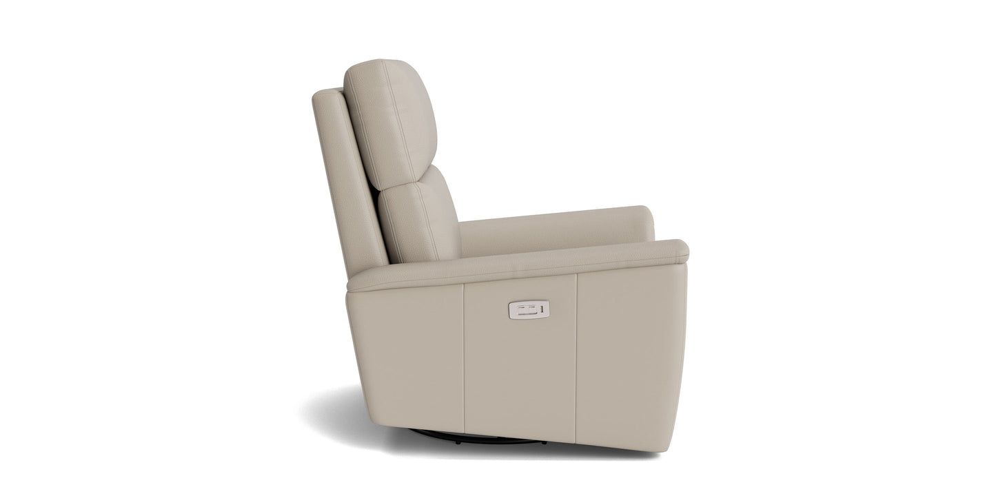 Harris Leather Pad Arm Swivel Glider Power Recliner Bassett Bedroom Furniture
