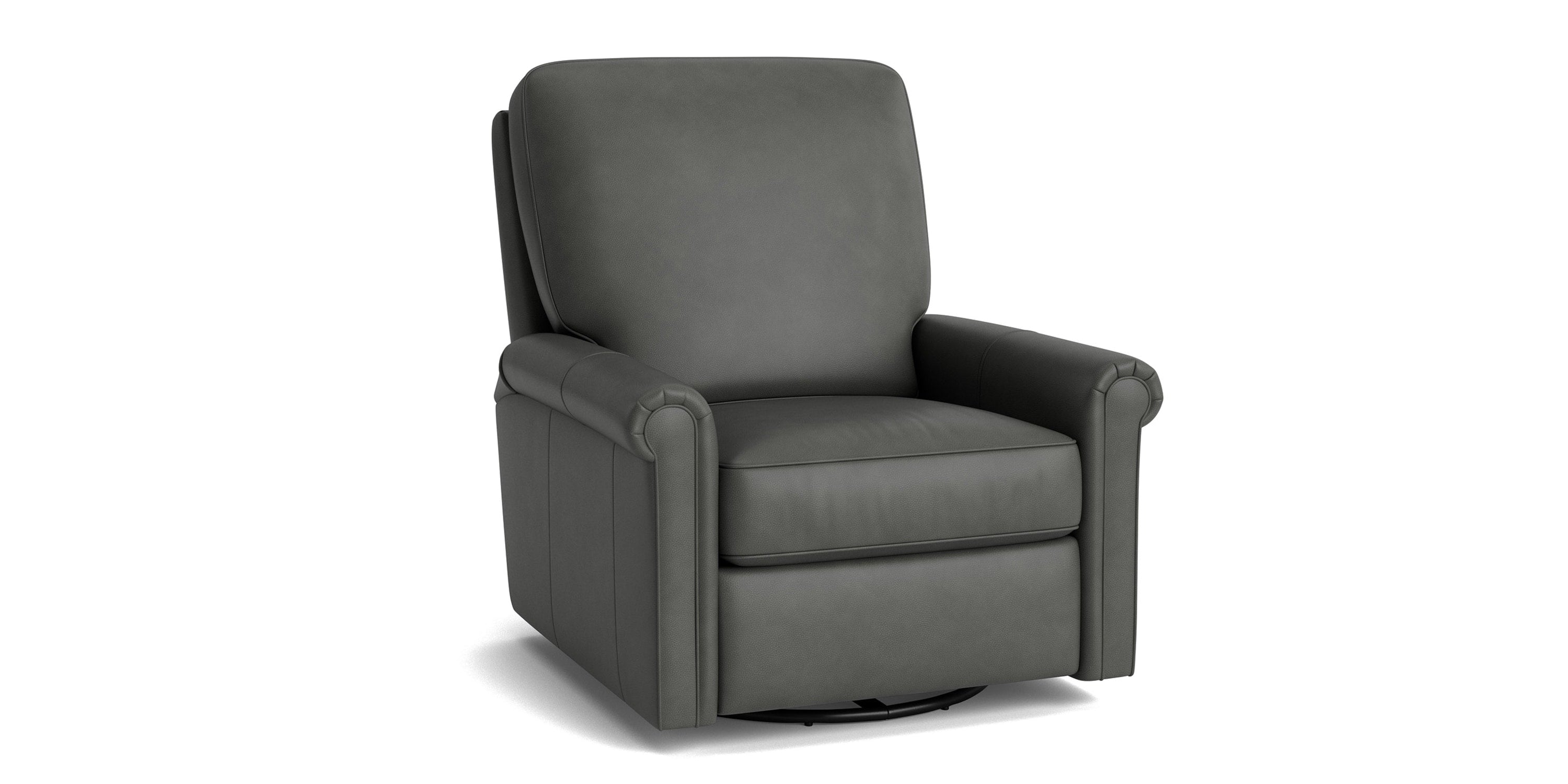 Thompson Leather Panel Arm Swivel Glider Chair Bassett Bedroom Furniture