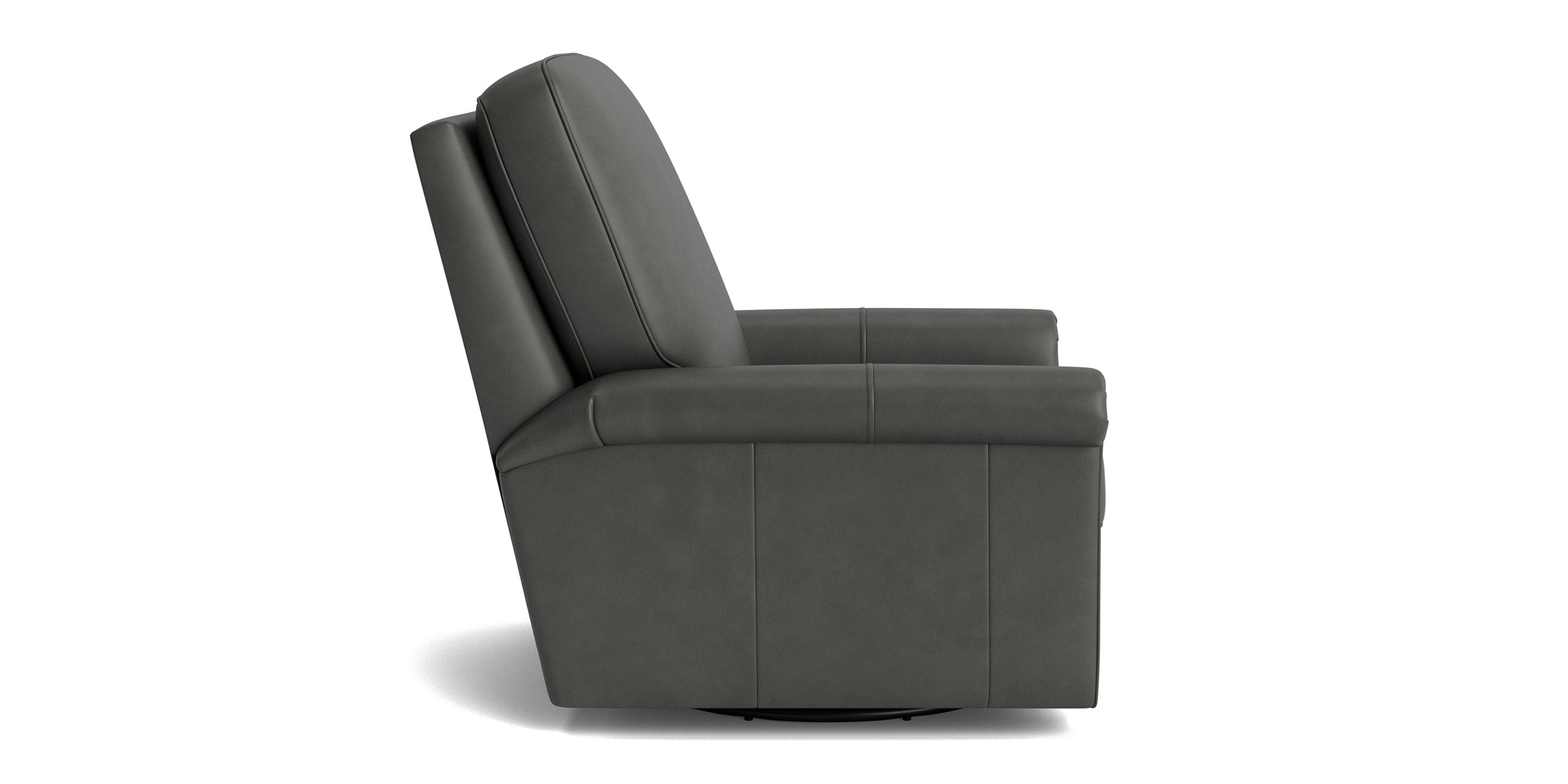 Thompson Leather Panel Arm Swivel Glider Chair Bassett Bedroom Furniture