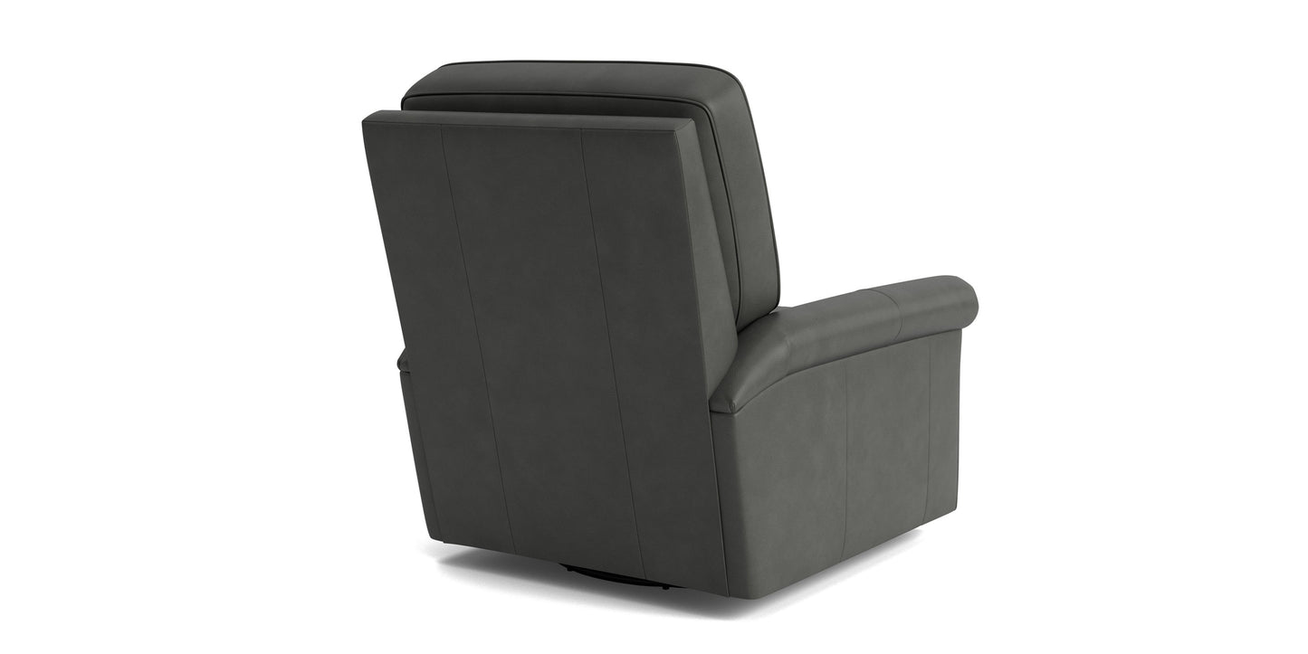 Thompson Leather Panel Arm Swivel Glider Chair Bassett Bedroom Furniture