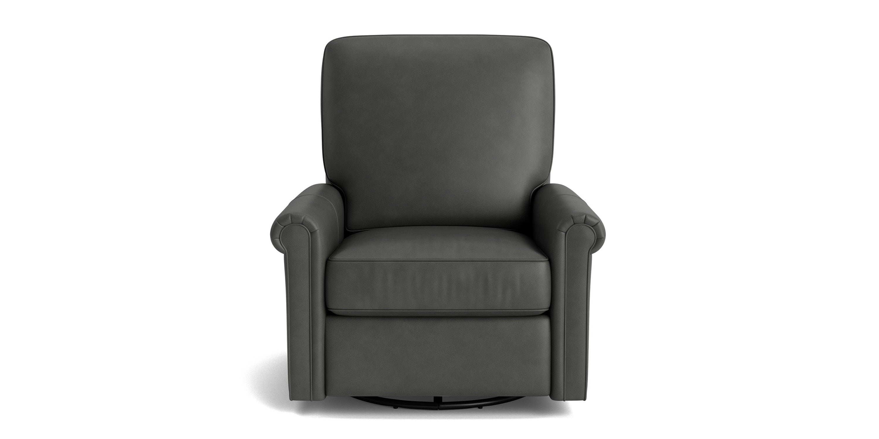 Thompson Leather Panel Arm Swivel Glider Chair Bassett Bedroom Furniture