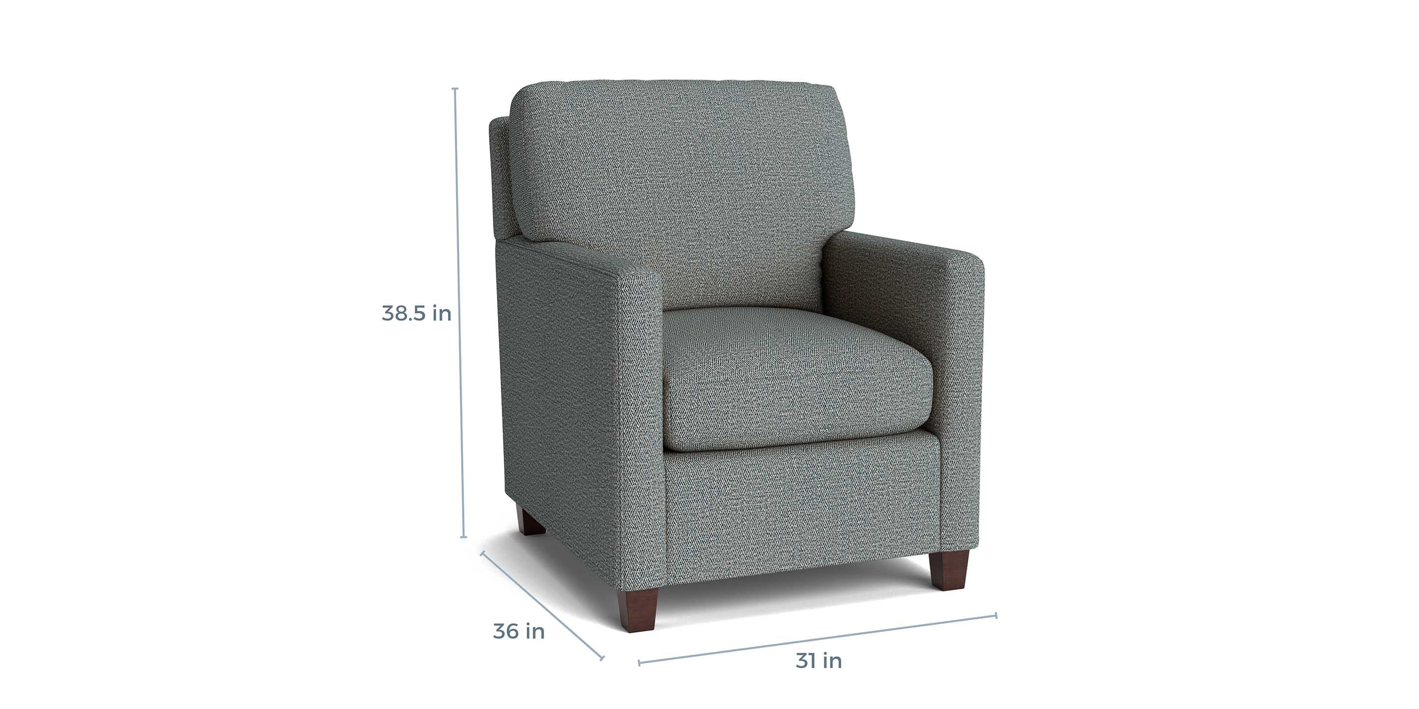 Bassett Trent Accent Chair — Custom Fabric or Leather, Made in the USA — dimensions
