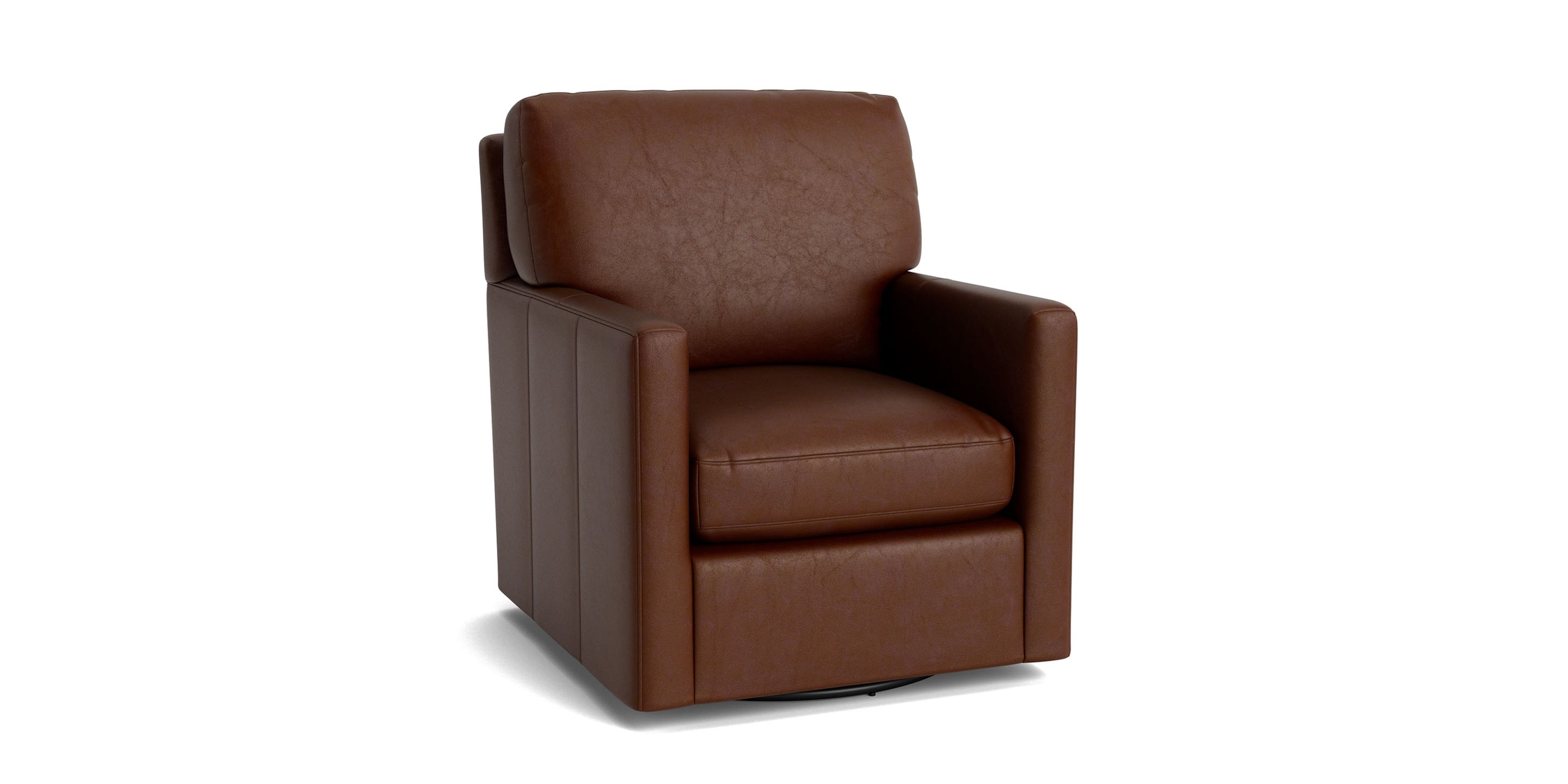 Trent Leather Thin Track Arm Swivel Glider Chair Bassett