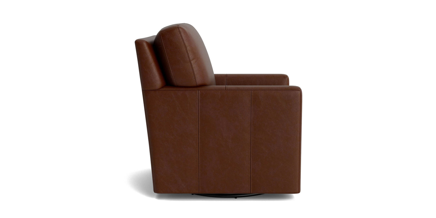 Trent Leather Thin Track Arm Swivel Chair Bassett