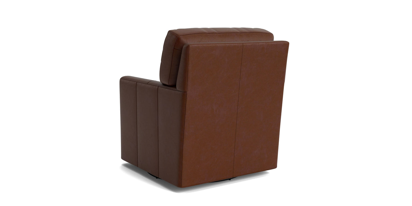 Trent Leather Thin Track Arm Swivel Chair Bassett