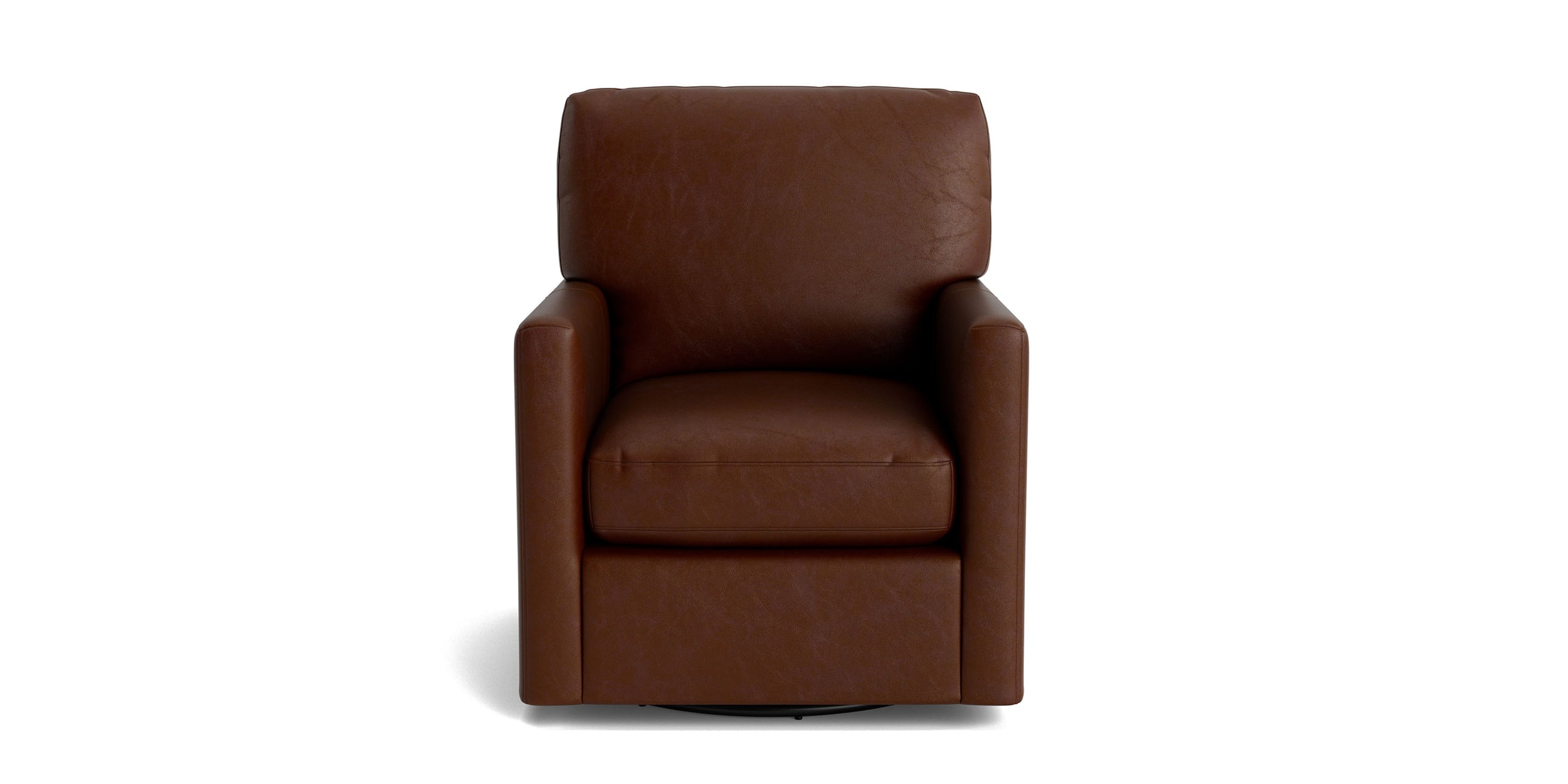 Trent Leather Thin Track Arm Swivel Glider Chair Bassett