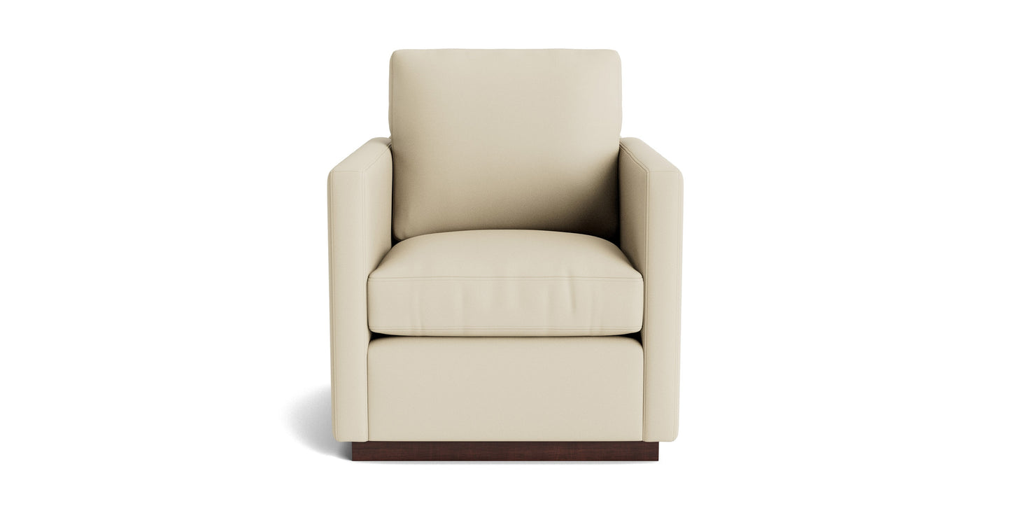 Myles Leather Thin Track Arm Swivel Chair Bassett