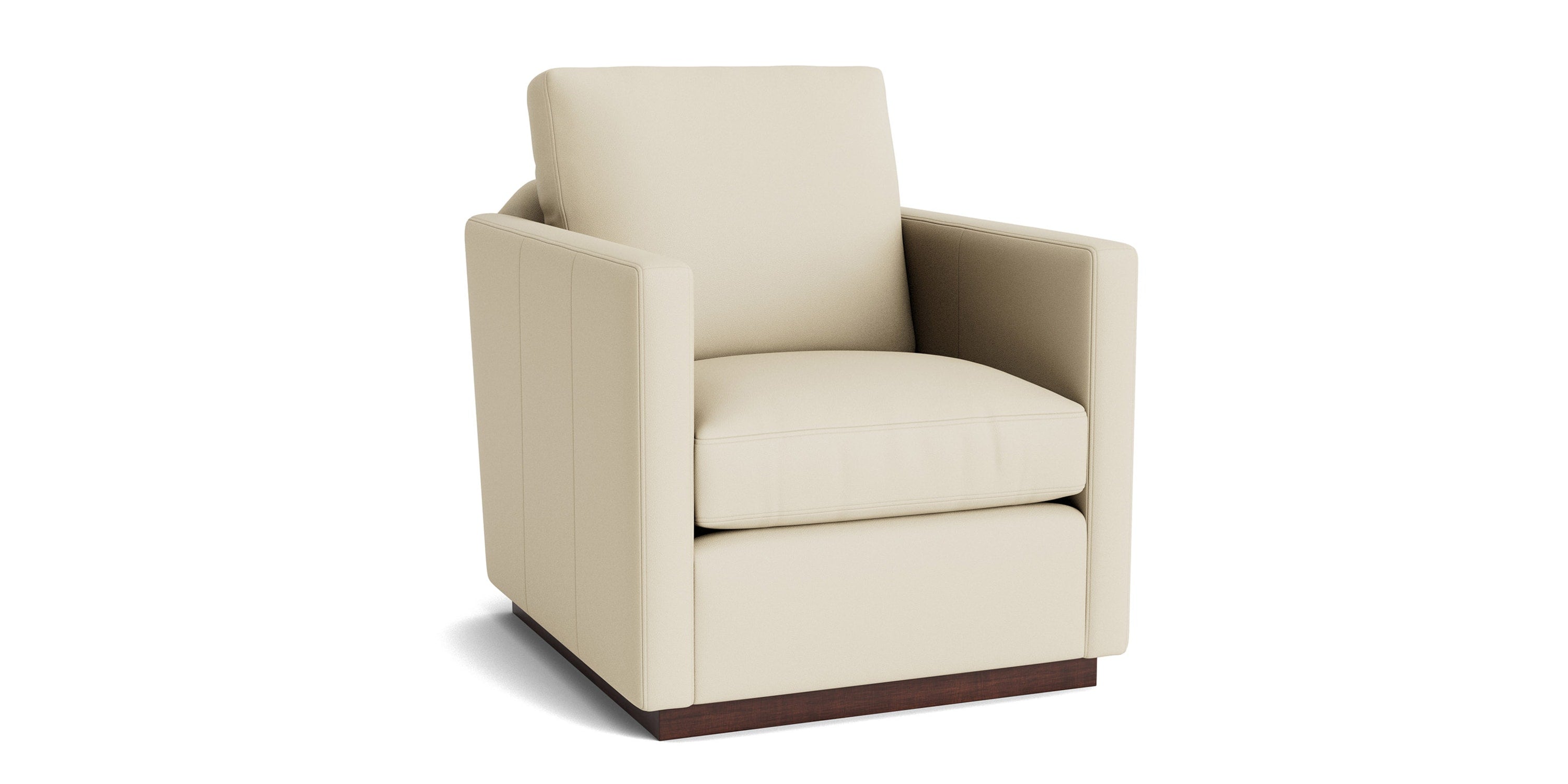 Myles Leather Thin Track Arm Swivel Chair Bassett