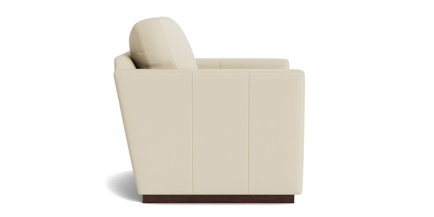 Myles Leather Thin Track Arm Swivel Chair Bassett