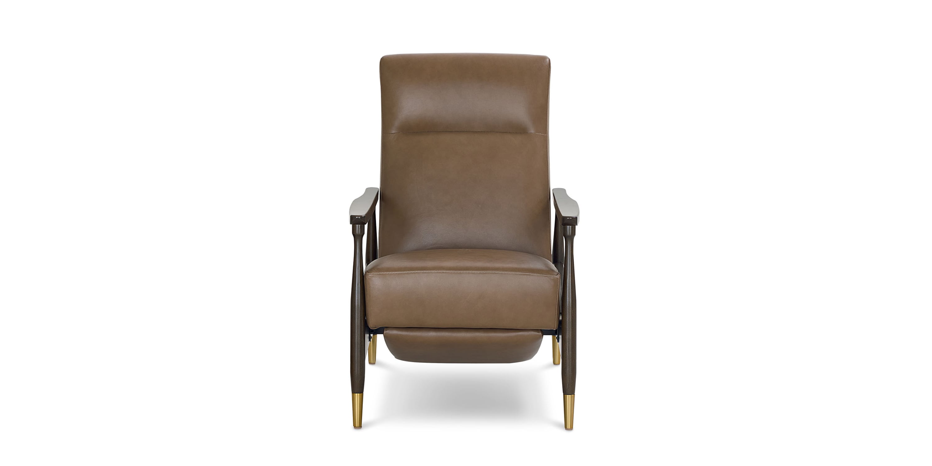 Maris Leather Manual Recliner with Wood Frame Bassett