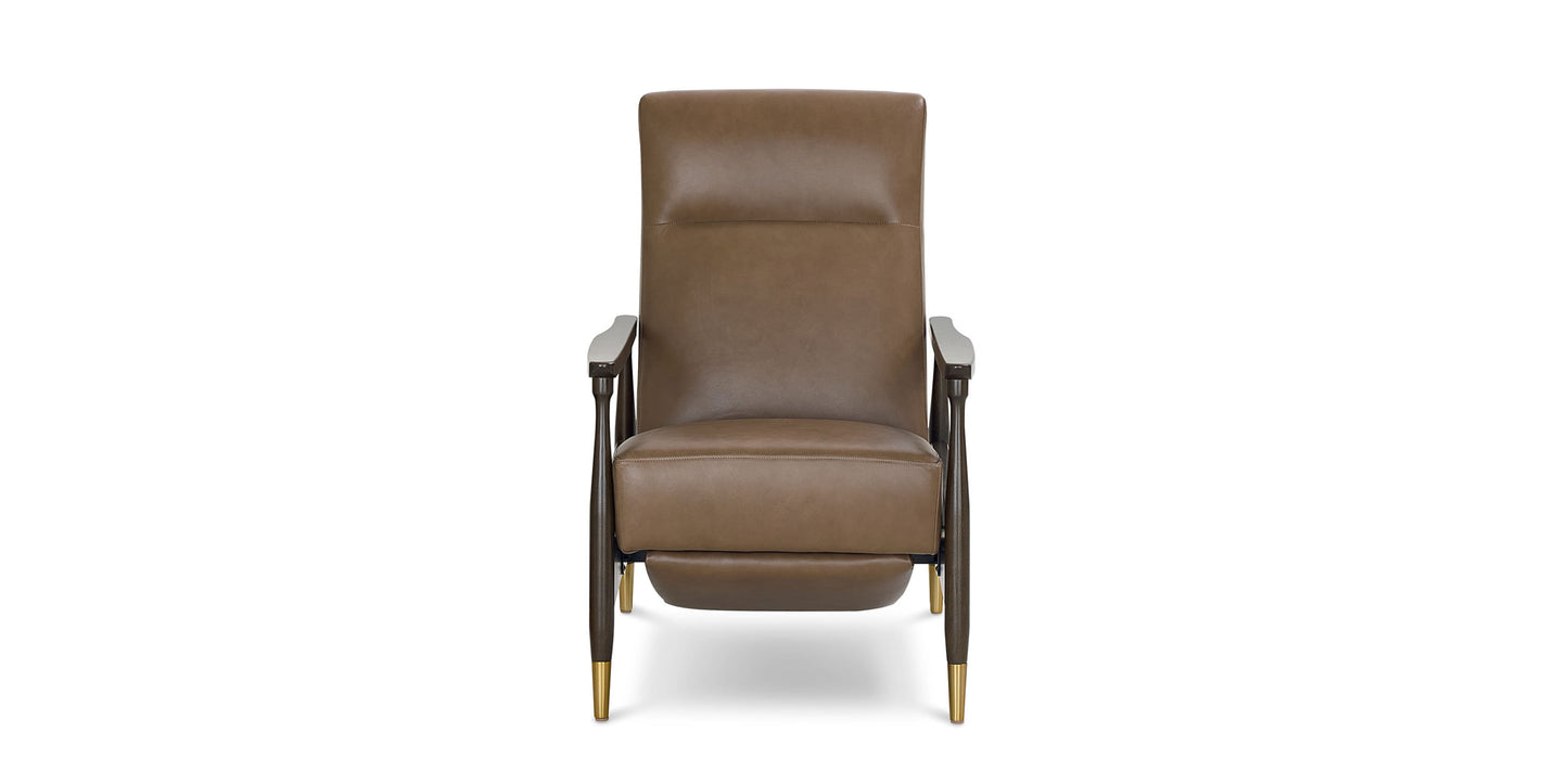 Maris Leather Manual Recliner with Wood Frame Bassett
