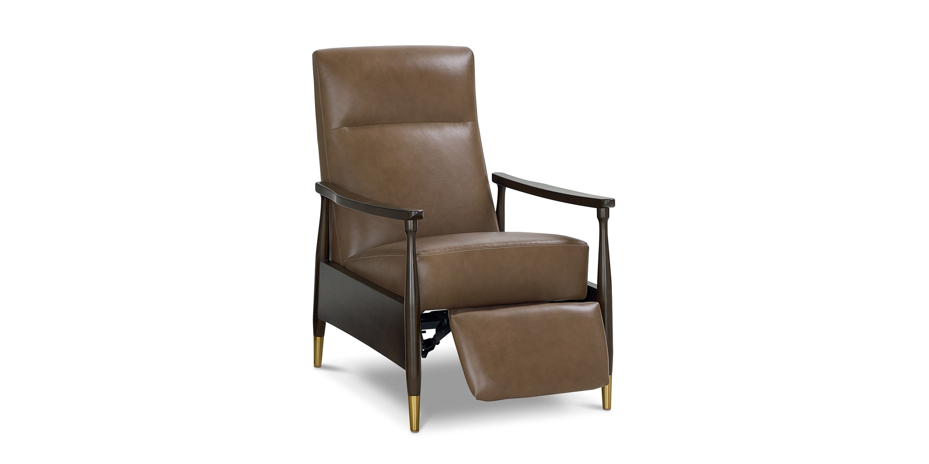Maris Leather Manual Recliner with Wood Frame Bassett
