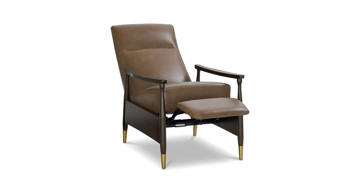 Maris Leather Manual Recliner with Wood Frame Bassett