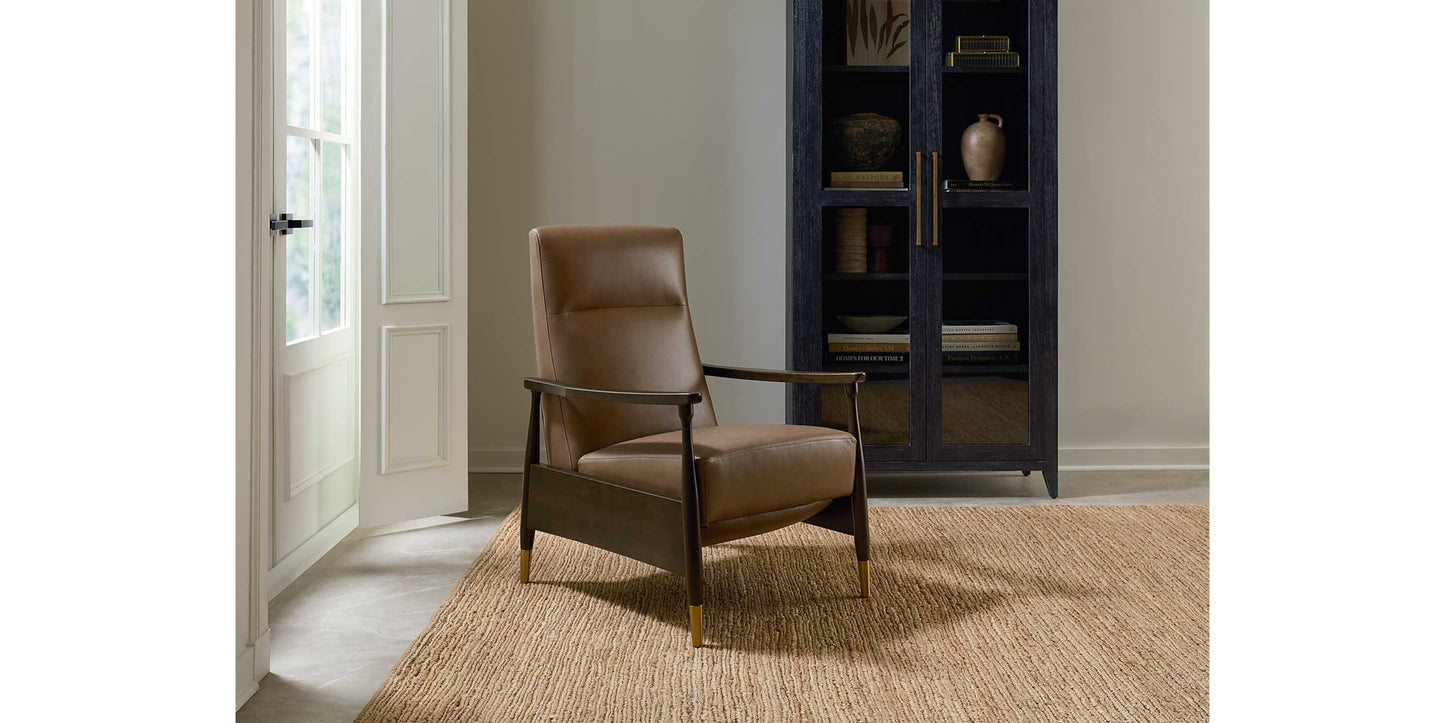 Maris Leather Manual Recliner with Wood Frame Bassett