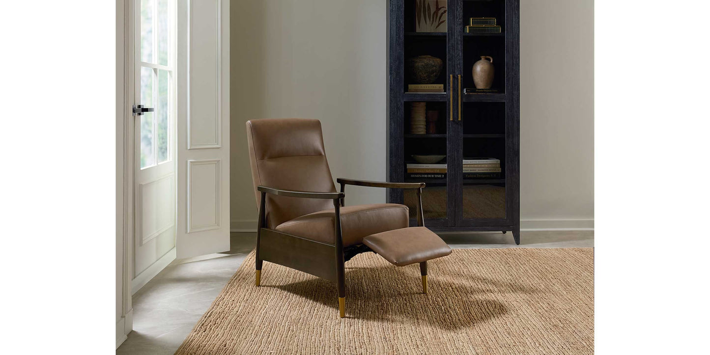 Maris Leather Manual Recliner with Wood Frame Bassett