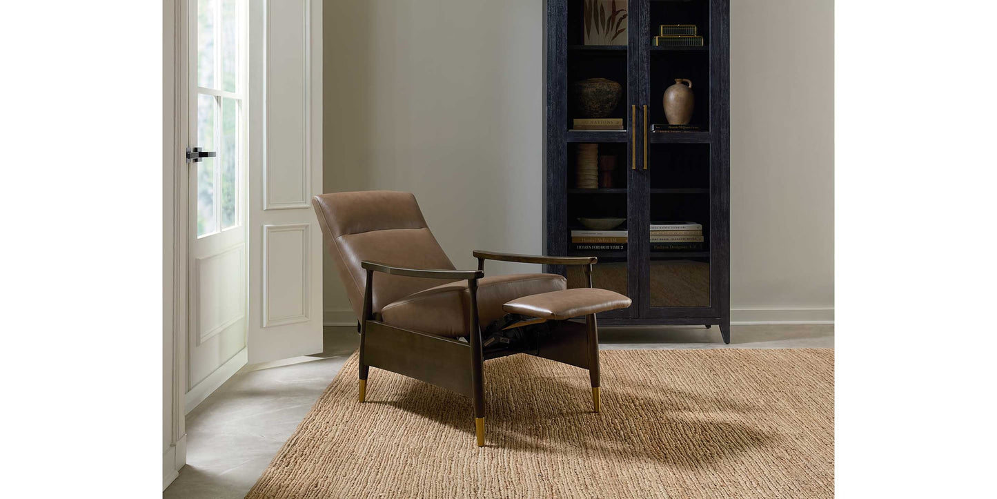 Maris Leather Manual Recliner with Wood Frame Bassett