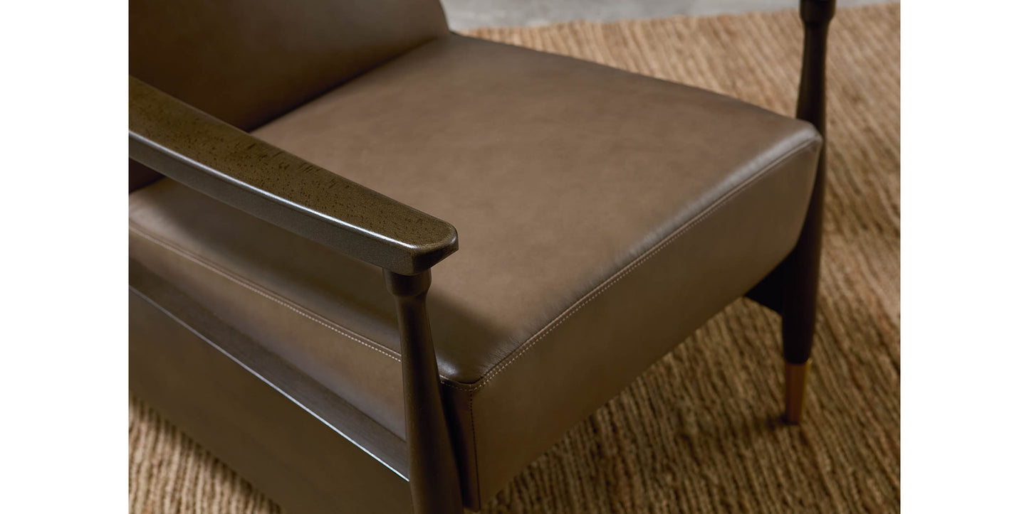 Maris Leather Manual Recliner with Wood Frame Bassett