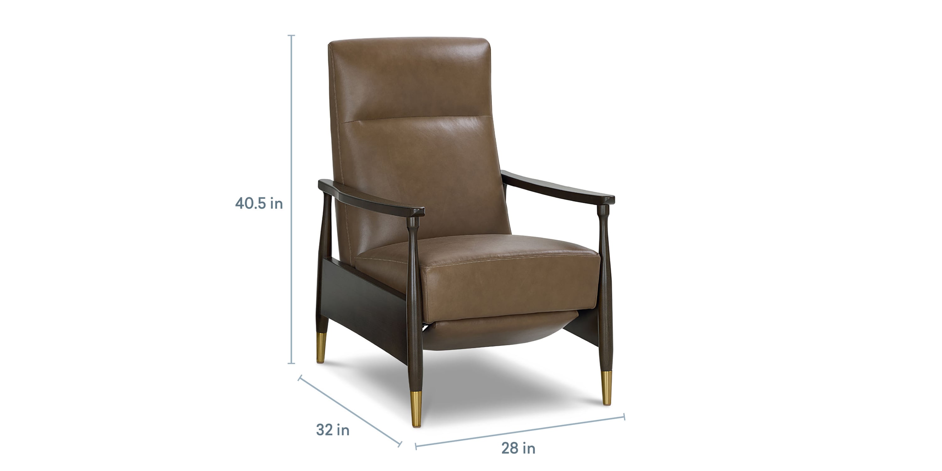 Maris Leather Manual Recliner with Wood Frame Bassett