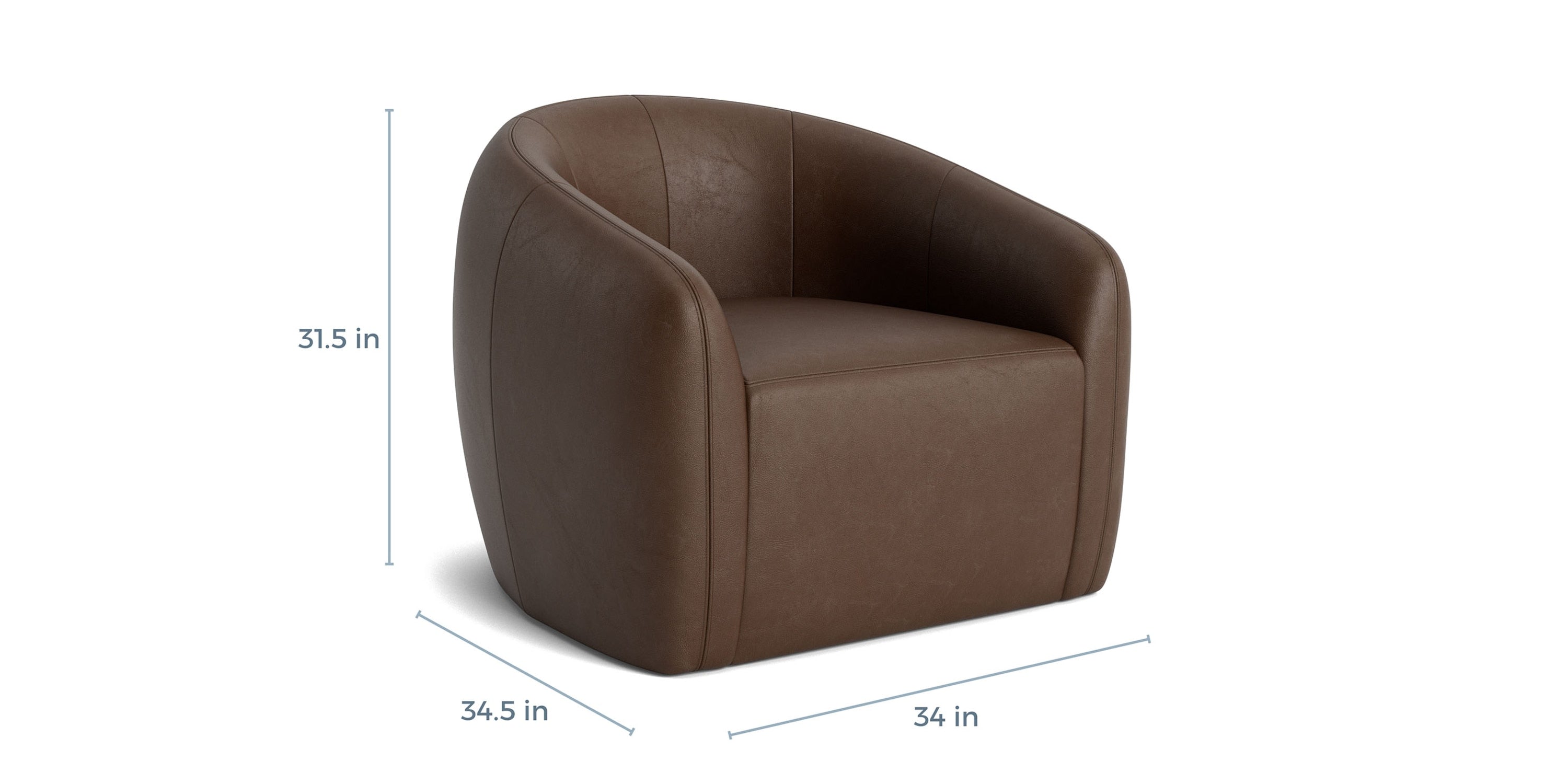 Garner Leather Barrel Swivel Chair Bassett