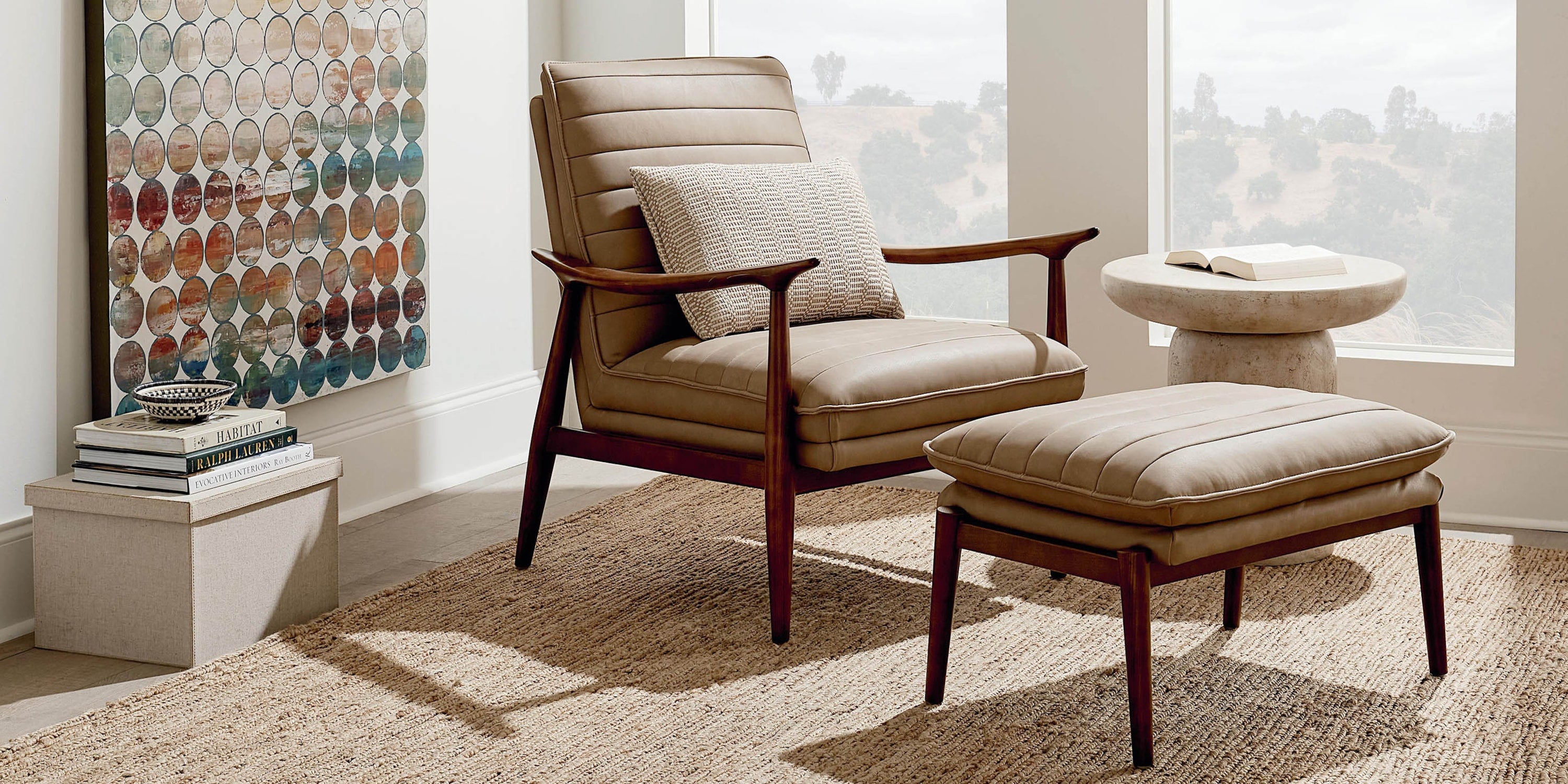 Ellis Leather Ottoman Bassett