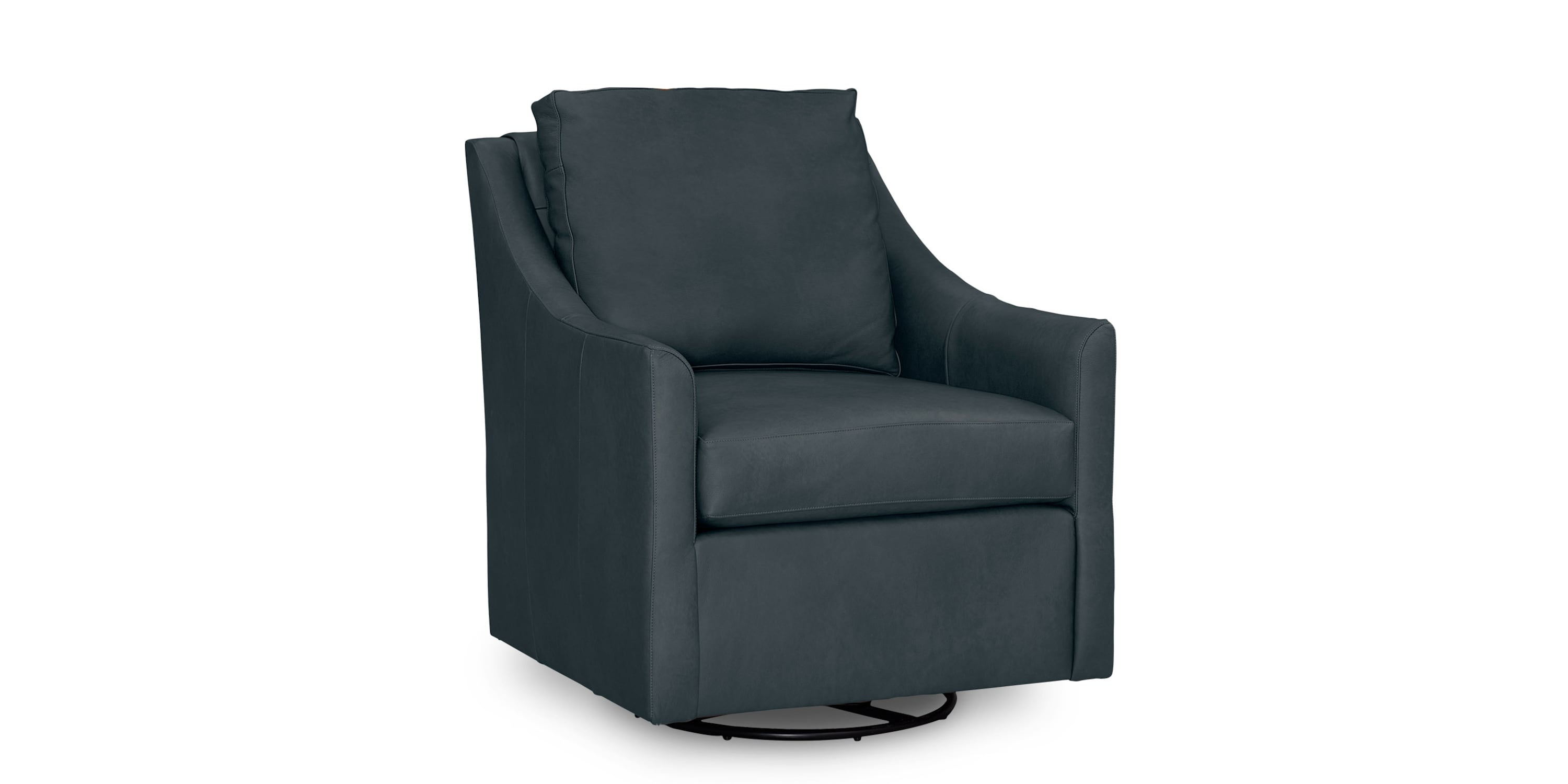 Sloan Leather Slope Arm Swivel Chair Bassett