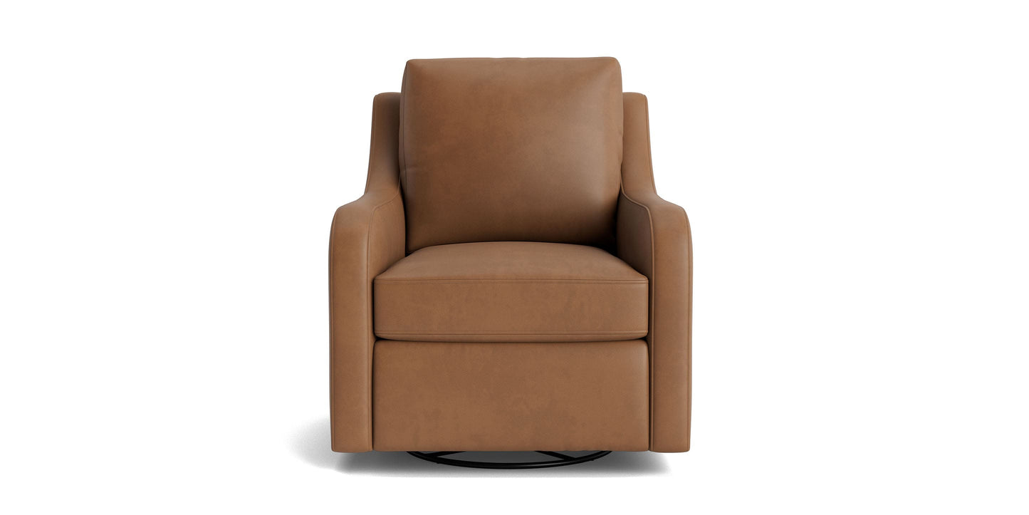 Bassett Scarlett Swivel Chair — Leather, Made to Order in USA
