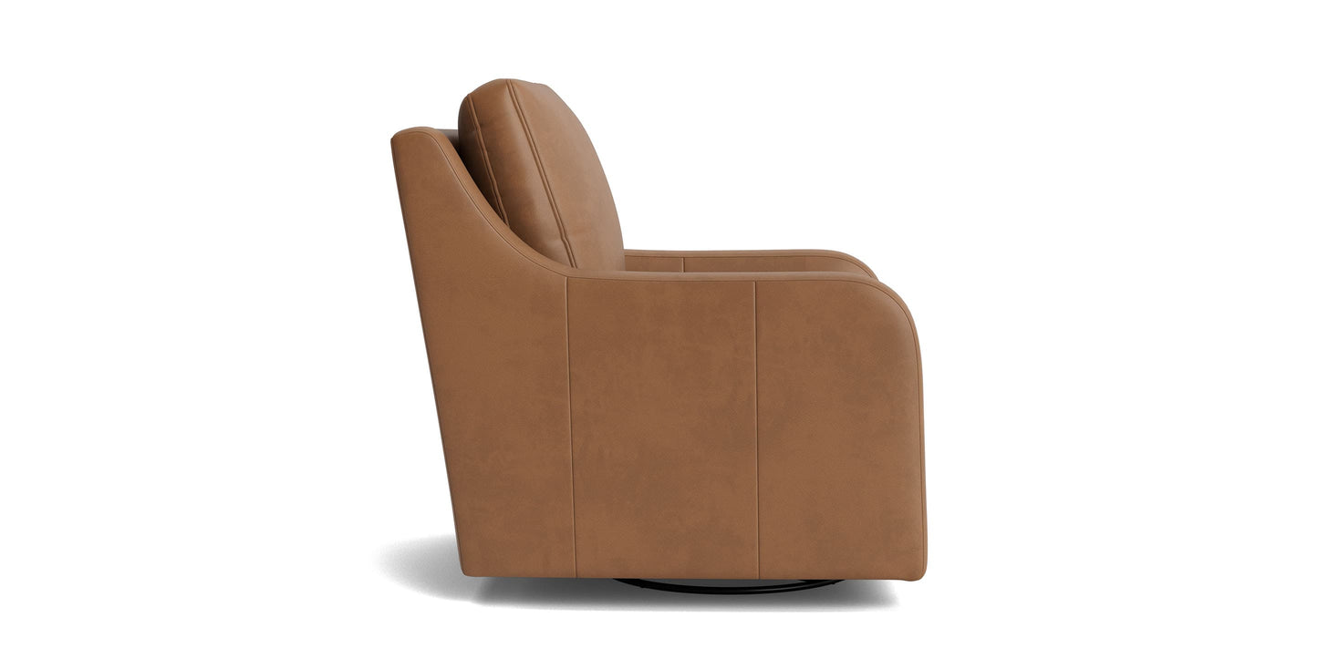 Bassett Scarlett Swivel Chair — Leather, Made to Order in USA