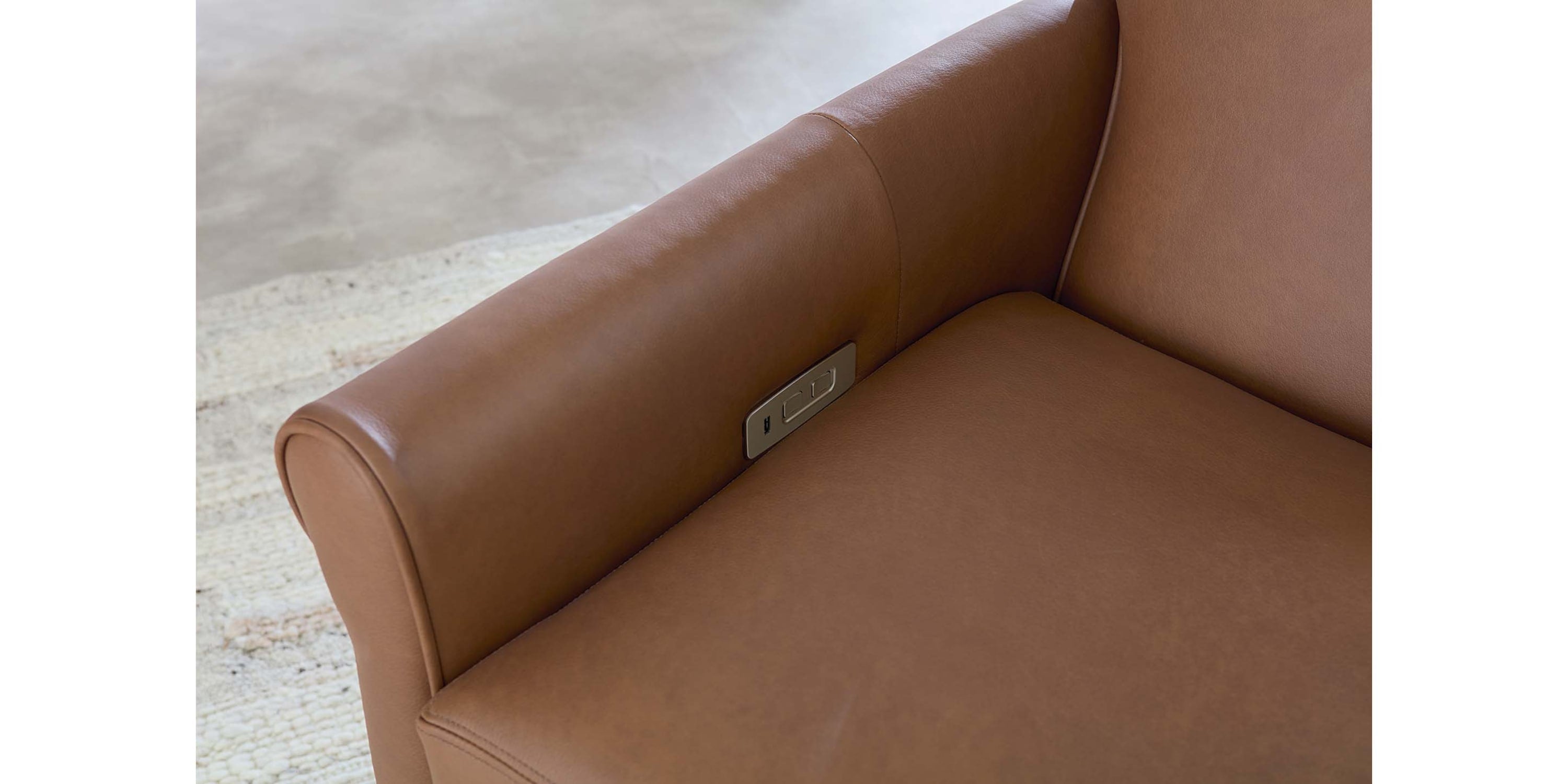 Nelson Leather Sock Arm Lay Flat Manual Recliner Bassett