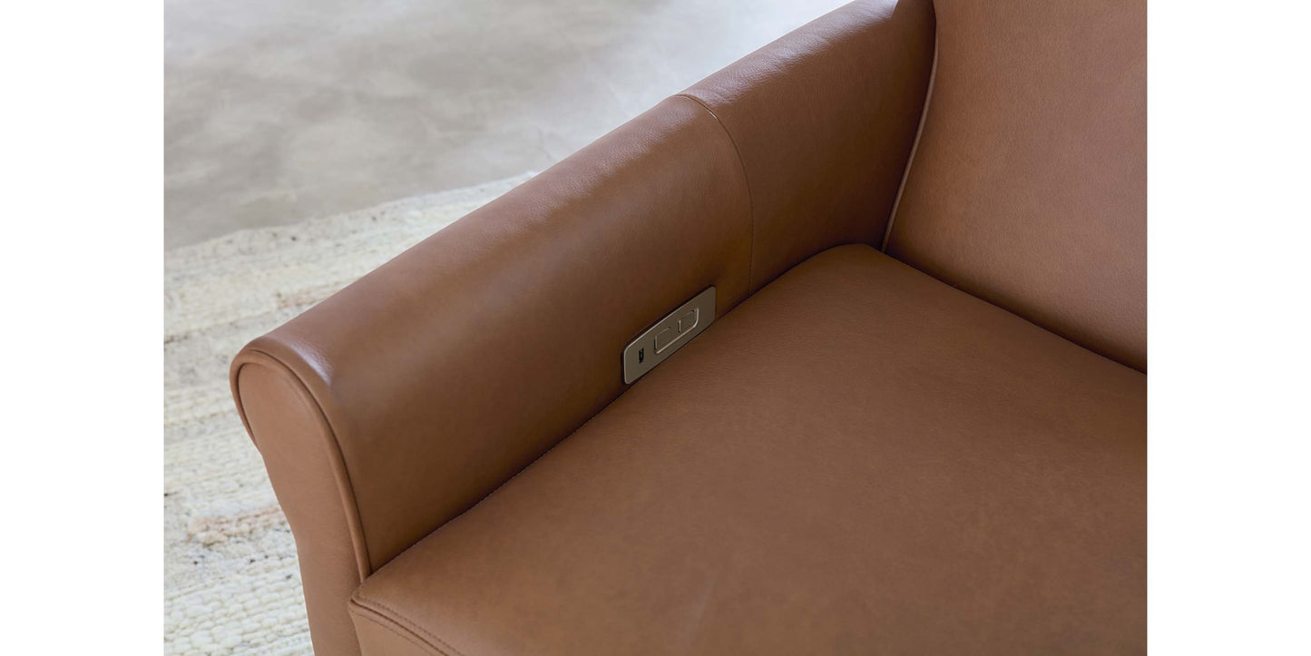 Nelson Leather Sock Arm Lay Flat Manual Recliner Bassett