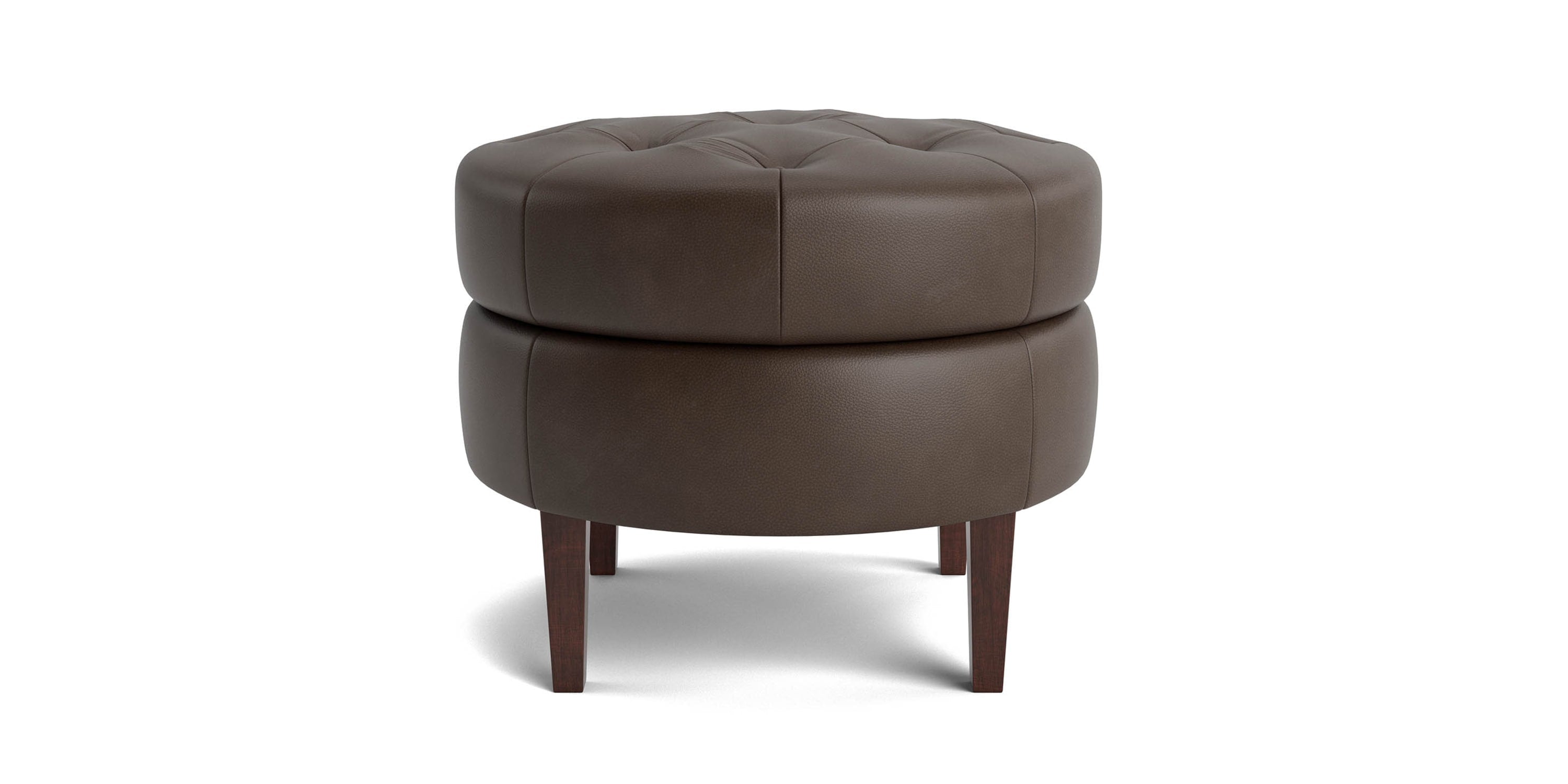 Delway Round Leather Ottoman Bassett