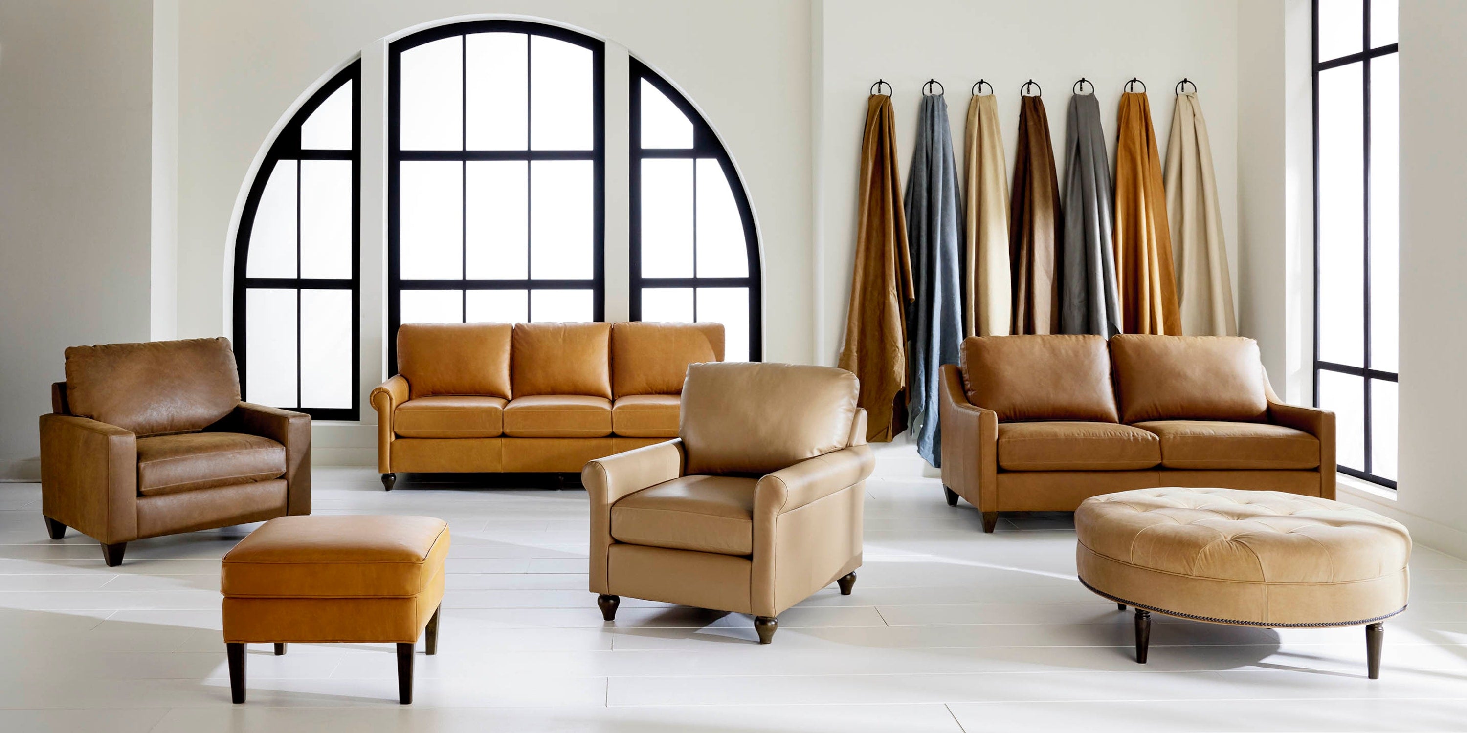 True Custom® Leather Track Arm Chair and a Half Bassett