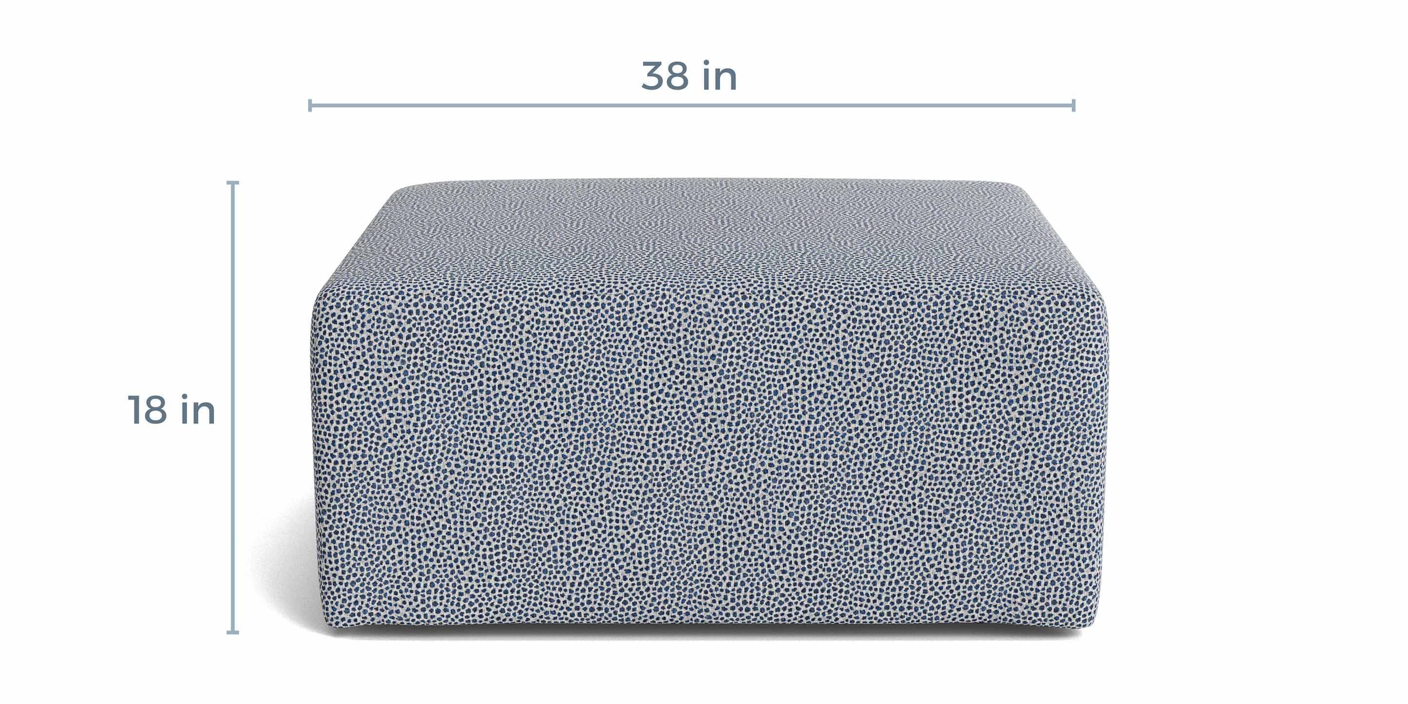 Bassett Rolland 38-Inch Square Ottoman — Custom Fabric, Made to Order — dimensions
