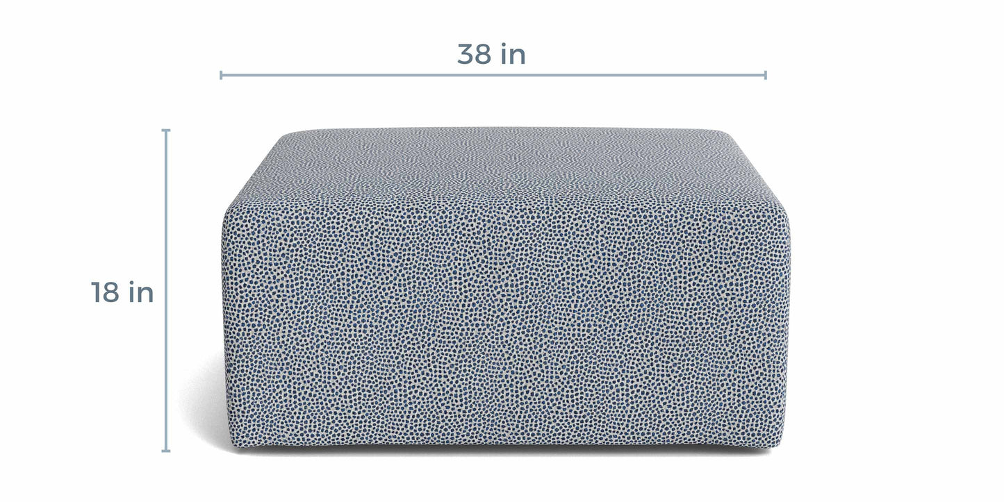Bassett Rolland 38-Inch Square Ottoman — Custom Fabric, Made to Order — dimensions