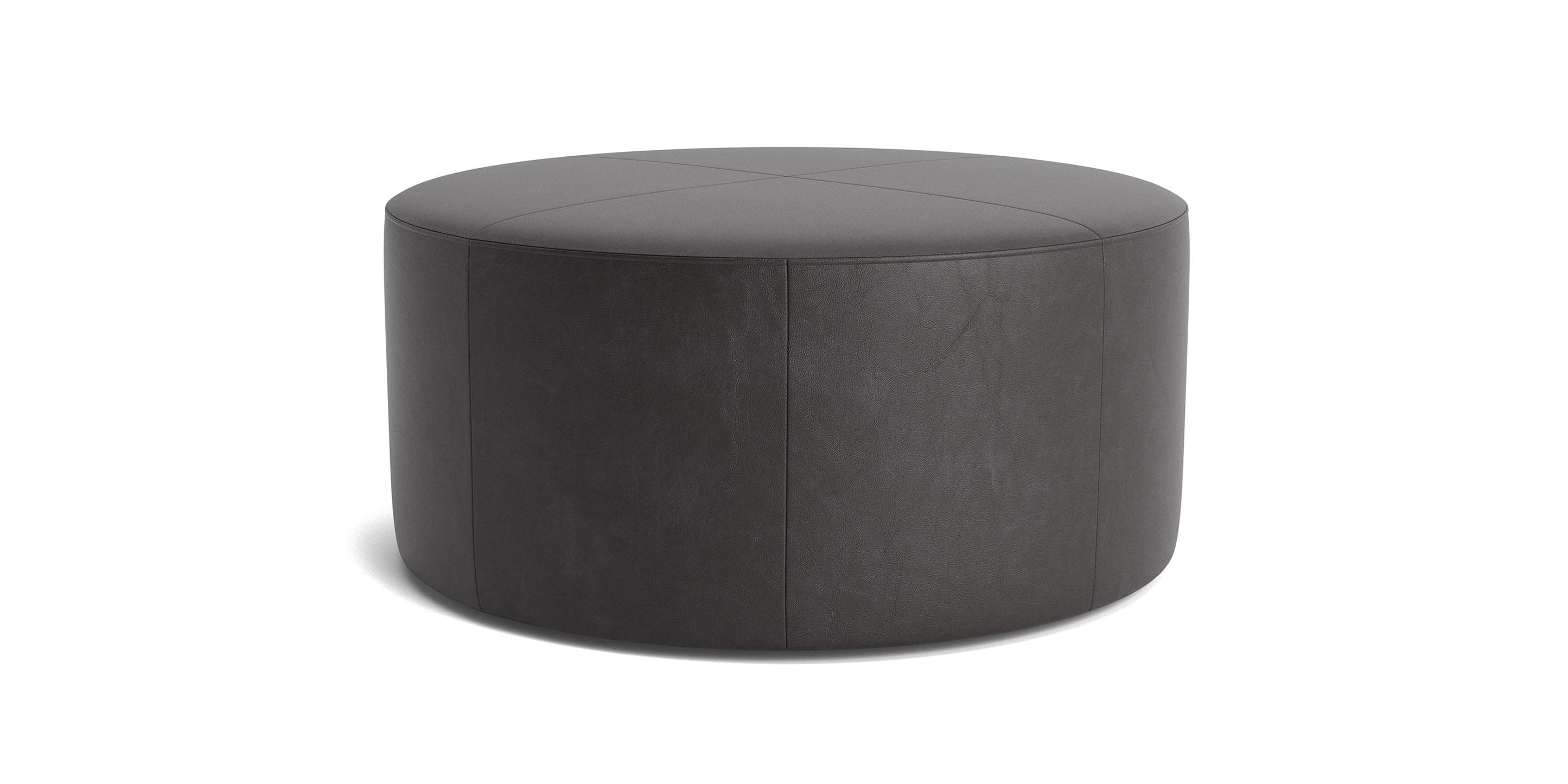 Bassett Rolland 38-Inch Round Ottoman — Custom Leather, 7 Grades