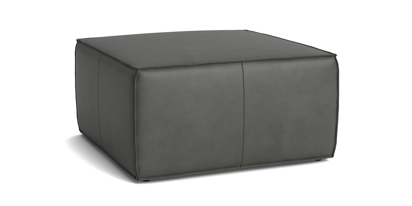 Bassett Rhonda Square Ottoman 32" — Leather, Built to Order