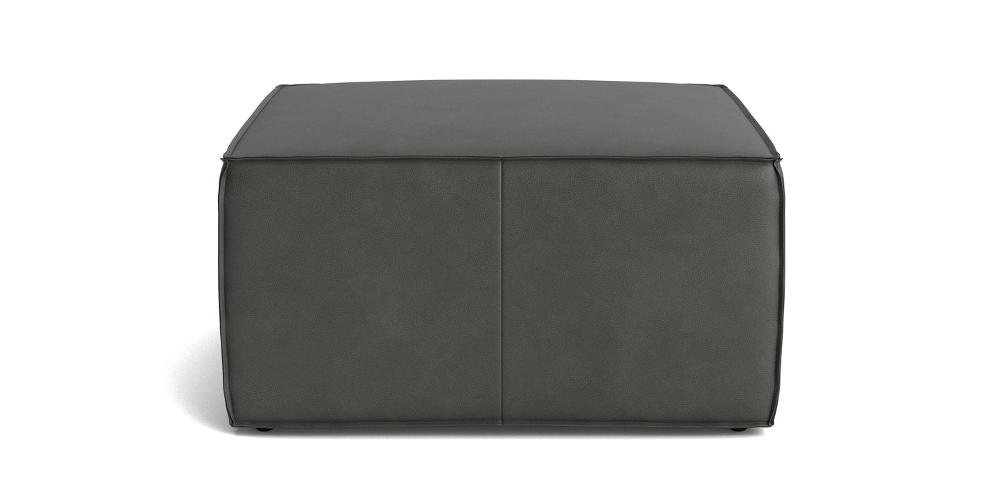 Bassett Rhonda Square Ottoman 20" — Leather, Made in USA
